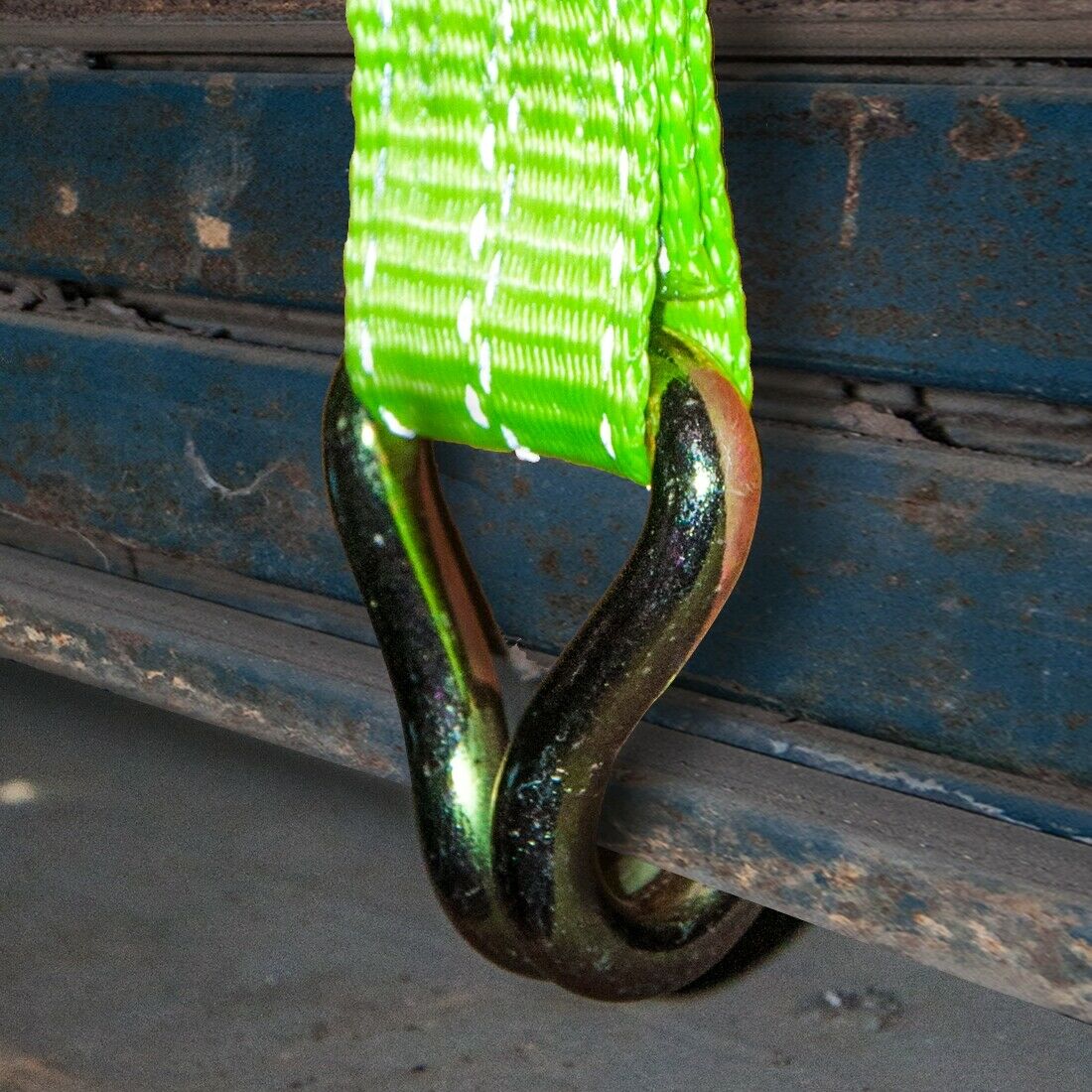 High Visibility Neon Green Ratchet Tie Down Straps with J Hooks - 2 Pack 15 Feet (4.5m) Heavy Duty for Truck, Motorcycle & Cargo Securing