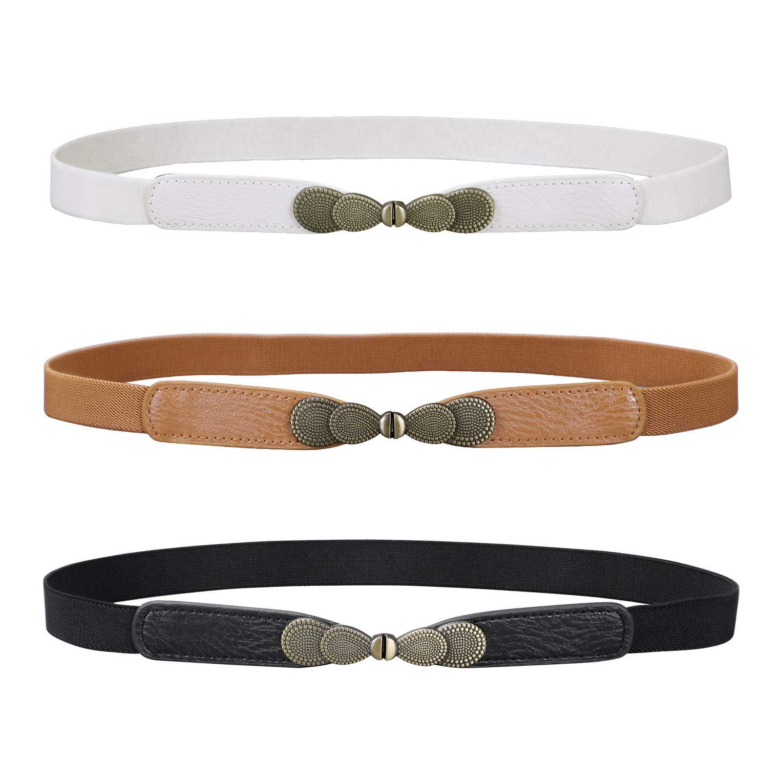JASGOO Women's Skinny Stretch Belt - Elastic Waist Belt for Dresses, Retro Vintage Thin Belt - Perfect for Casual Outfits, Office Wear & Special Occasions