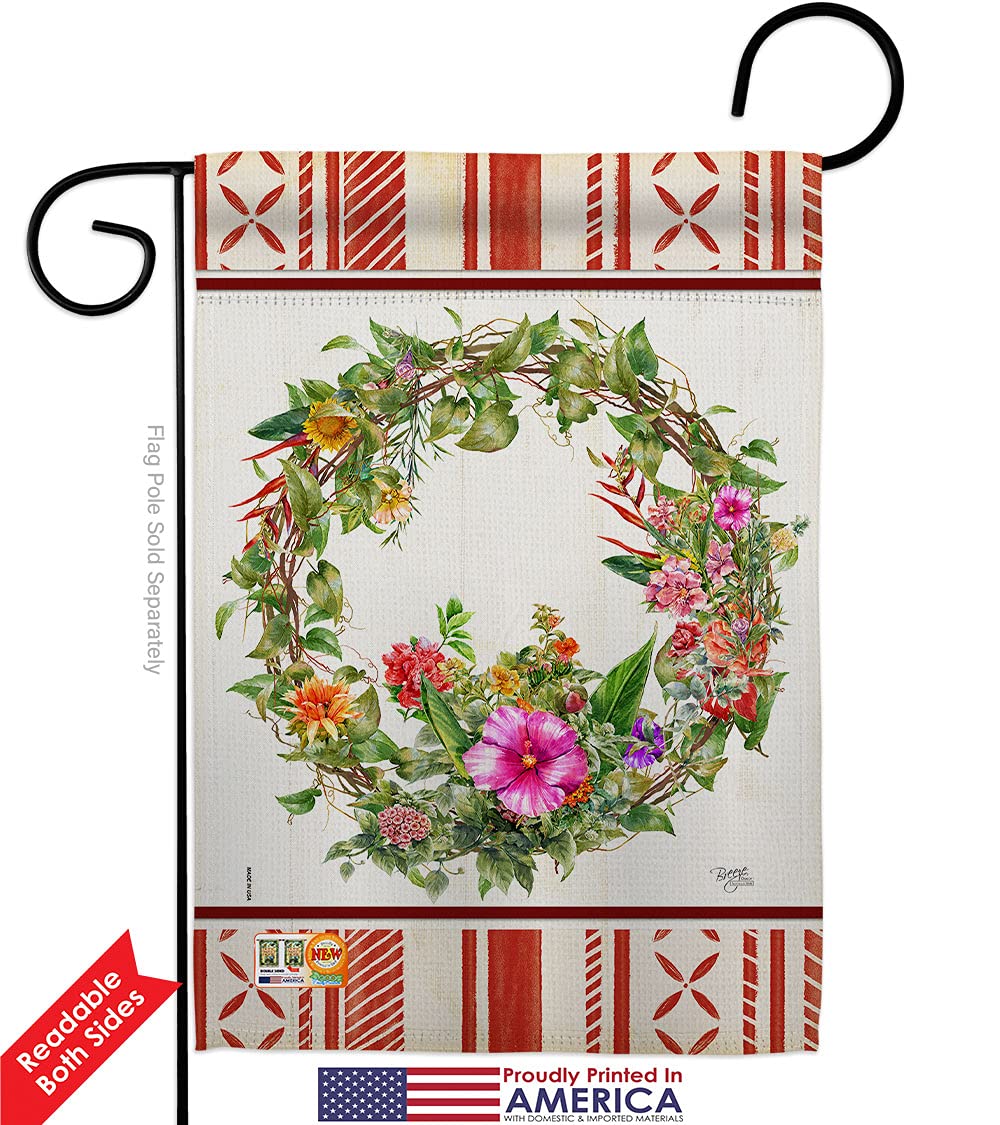 Wildflower Wreath Garden Flag Set - Spring Sunflower Decor for Yard & Home