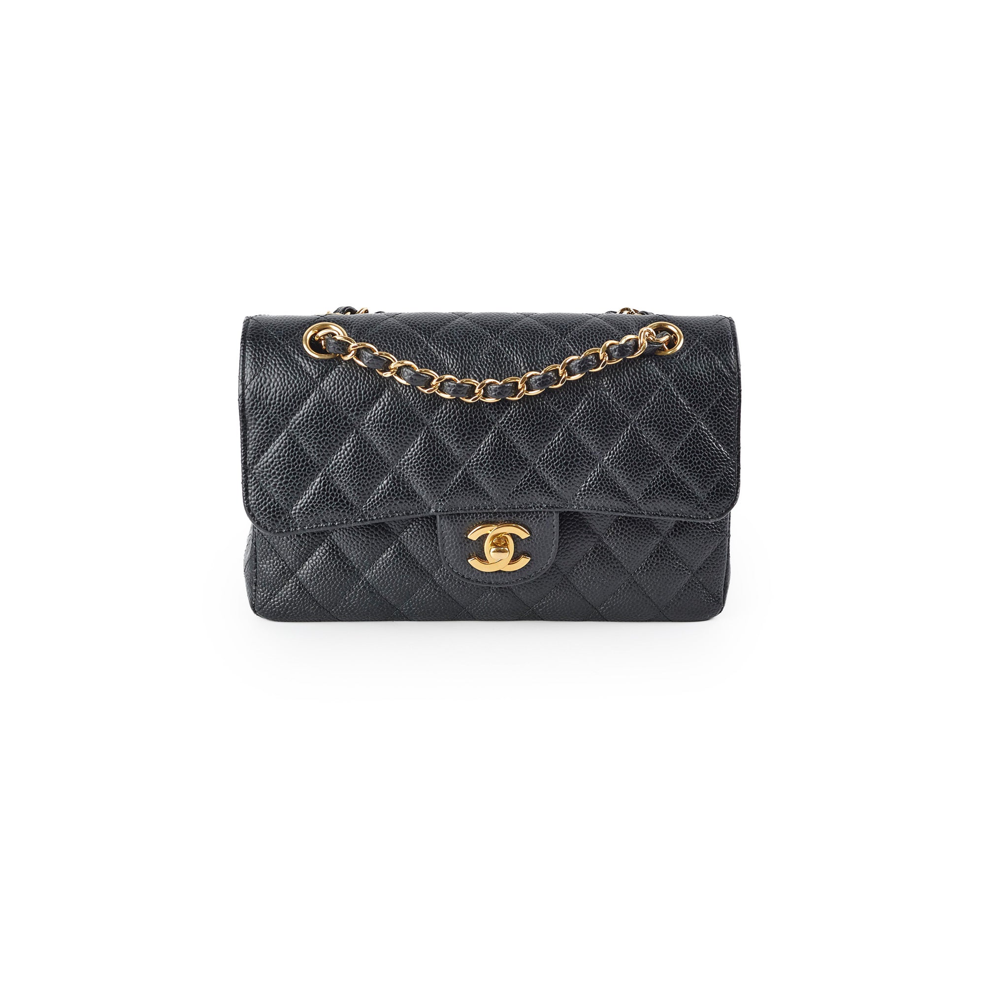 Chanel Small Classic Flap Bag in Black Caviar Leather with Microchip - Perfect for Everyday Luxury & Special Occasions