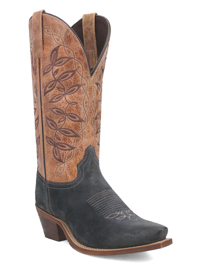 Laredo 20009 Women's KAMA Leather Boots in Navy & Tan - Comfortable Western Style Boots for Cowgirl Fashion and Country Dancing