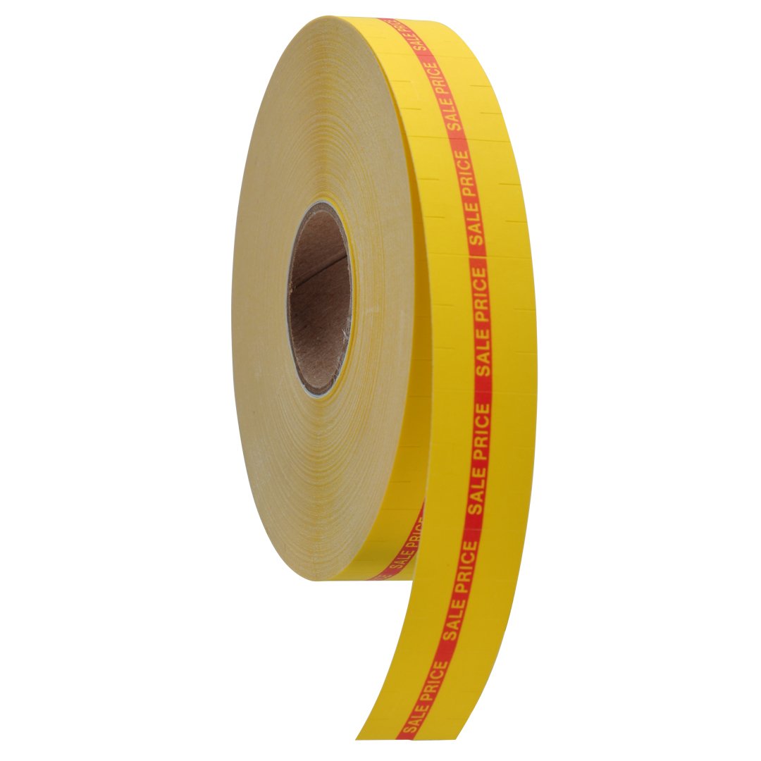Red Reverse Print on Yellow 'SALE PRICE' Pricing Labels for Monarch 1115 Pricers - 10 Rolls with Free Ink Roller | Perfect for Retail Stores, Supermarkets & Clearance Sales