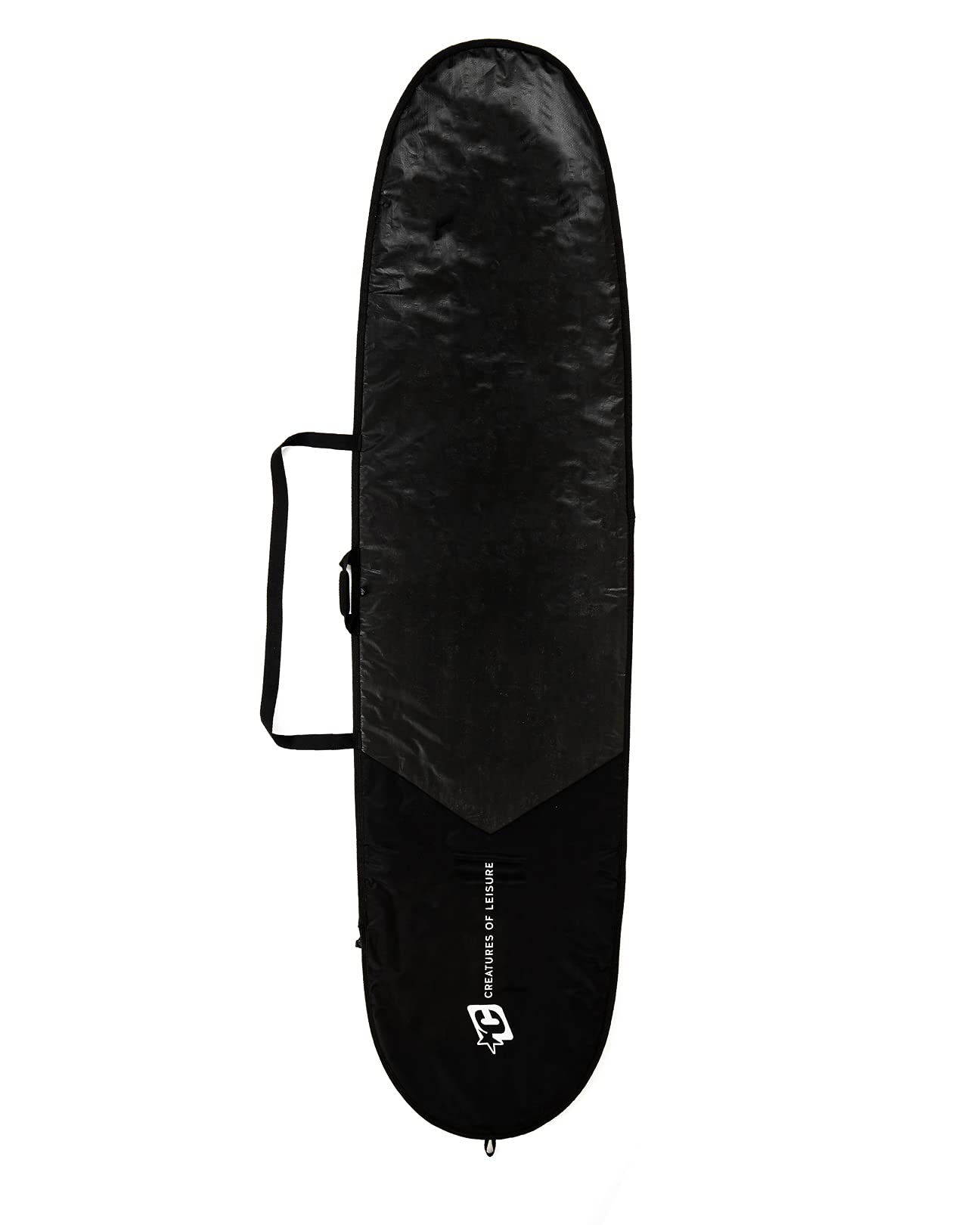 Creatures Of Leisure 2023 Longboard Icon Lite Boardcover - 3mm Foam Padding, Durable Matte Black Tarpee with Shoulder Strap | 2-Year Warranty | Surfboard Protection for Travel & Storage