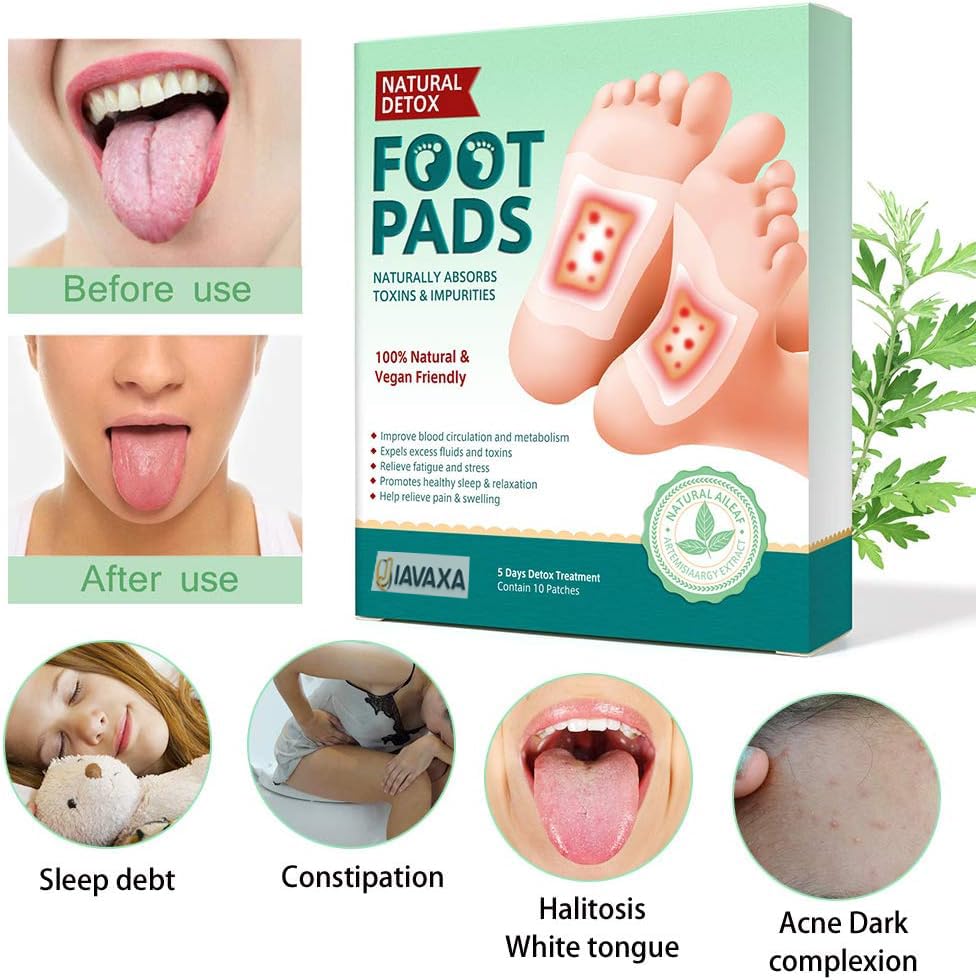 Natural Detox Foot Pads for Stress Relief & Better Sleep - Ginger Infused Pain-Free Foot Patches to Remove Toxins, 10-Pad Body Cleansing Kit - Perfect for Relaxation After Work or Before Bedtime