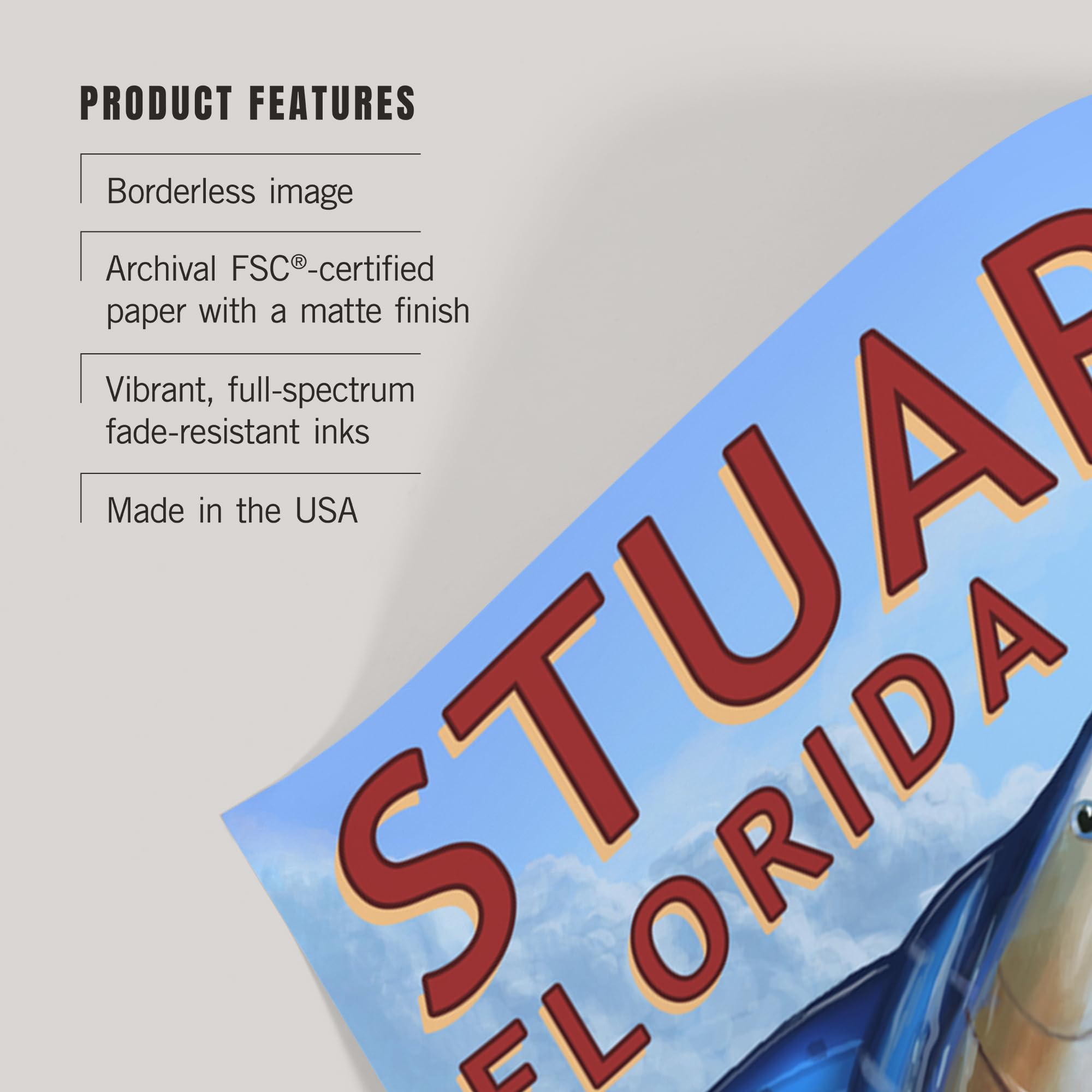 Stuart Florida Marlin Fishing Scene - Lantern Press 16x24 Inch Giclee Art Print | Coastal Wall Decor for Beach House, Office & Fishing Enthusiasts