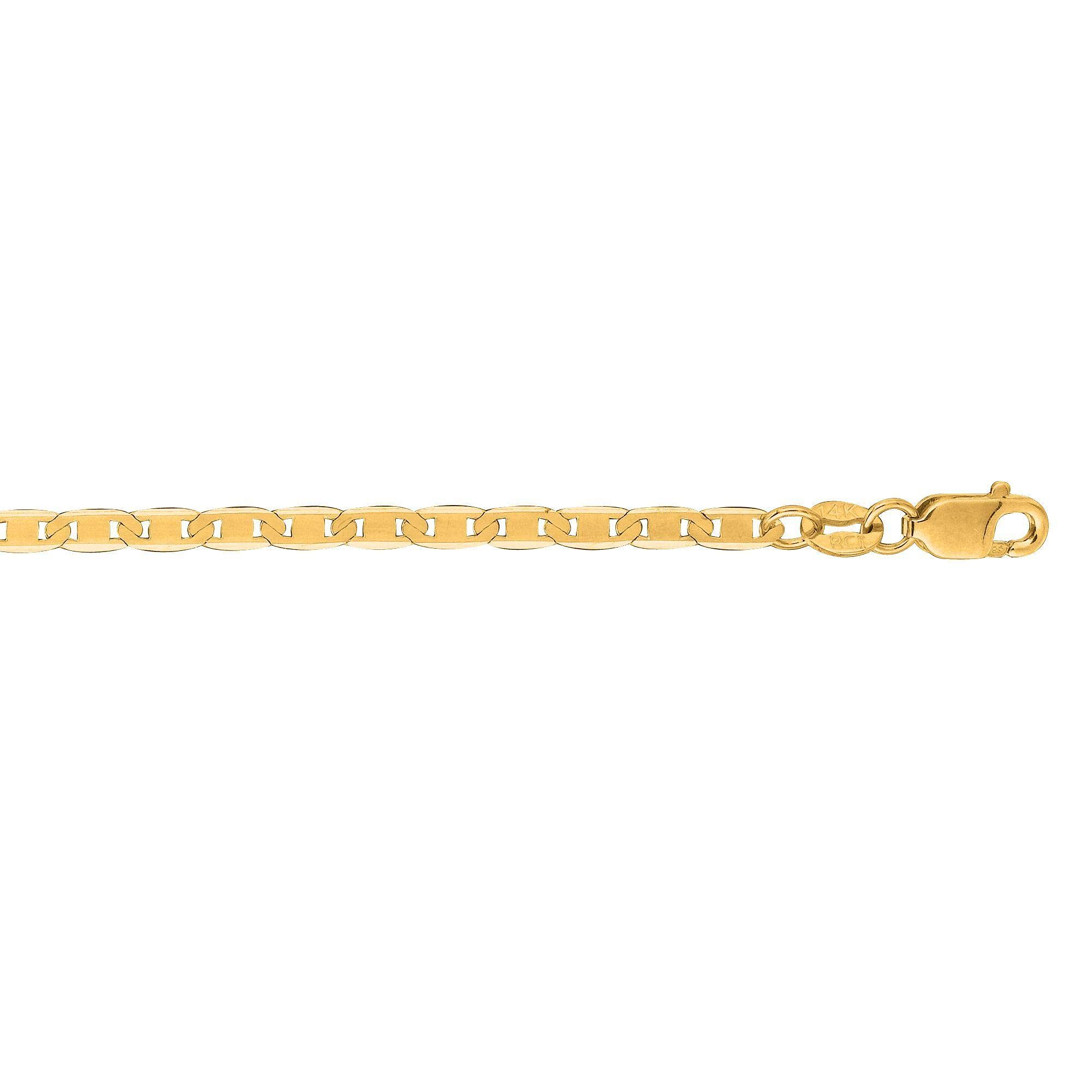 10K Yellow Gold 2.3mm Mariner Chain with Lobster Clasp - 7