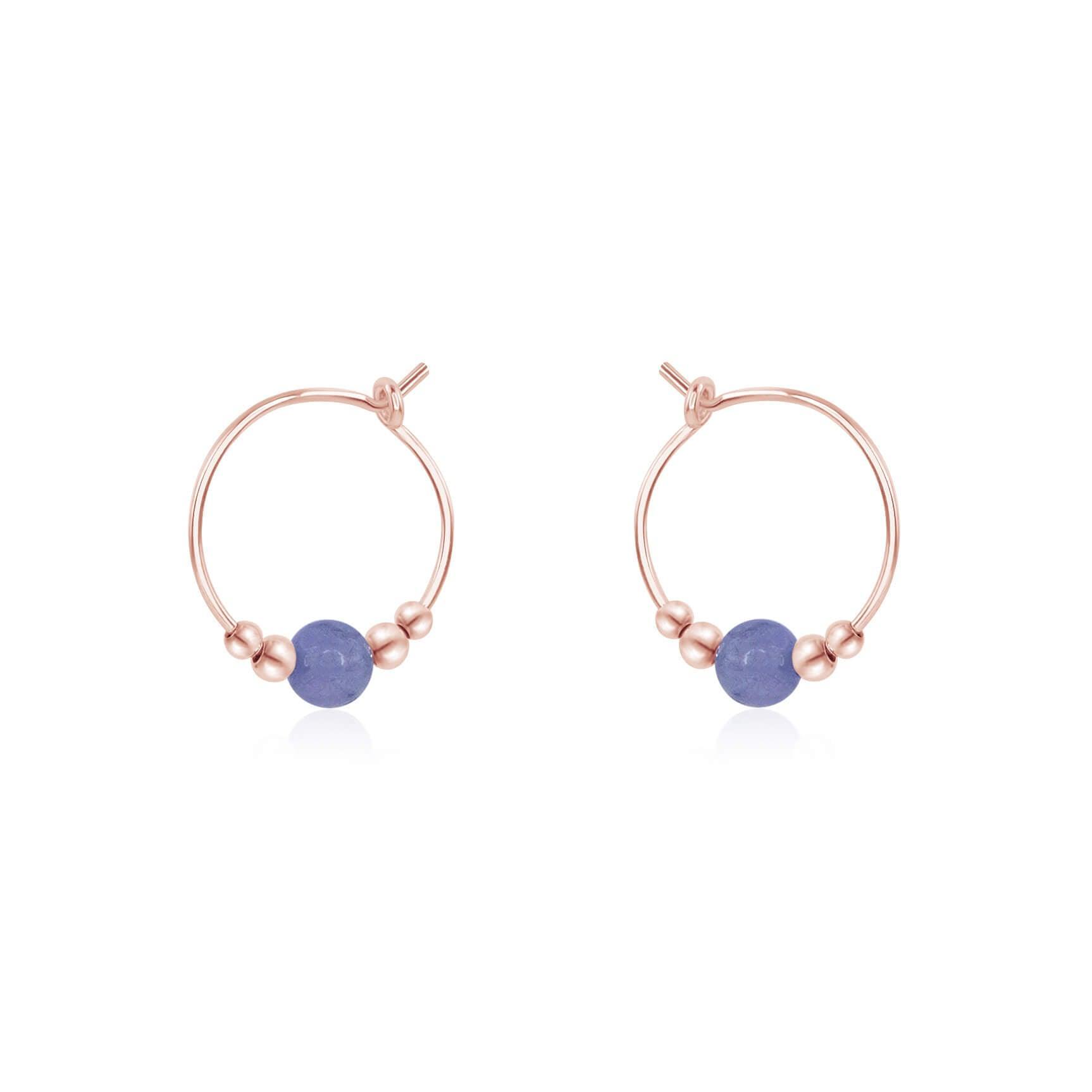 Tiny Tanzanite Gemstone Bead Hoop Earrings for Women - Dainty Sterling Silver Jewelry for Everyday Wear & Special Occasions