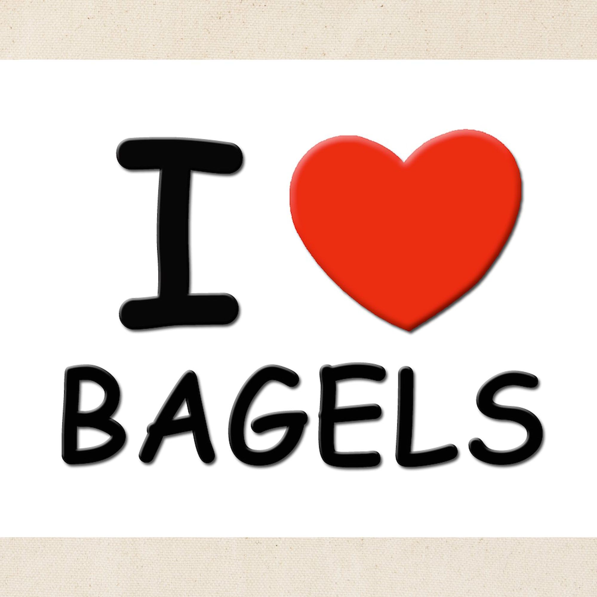 I Love Bagels Tote Bag - Natural Canvas Reusable Shopping Bag for Groceries, Beach & Everyday Use | Eco-Friendly & Durable