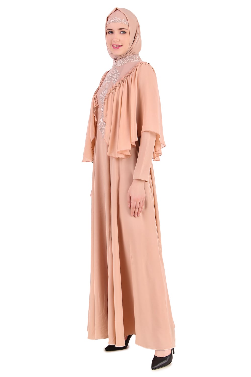 Elegant Frilled Top Anarkali Abaya Dress for Women - Perfect for Eid, Weddings & Special Occasions