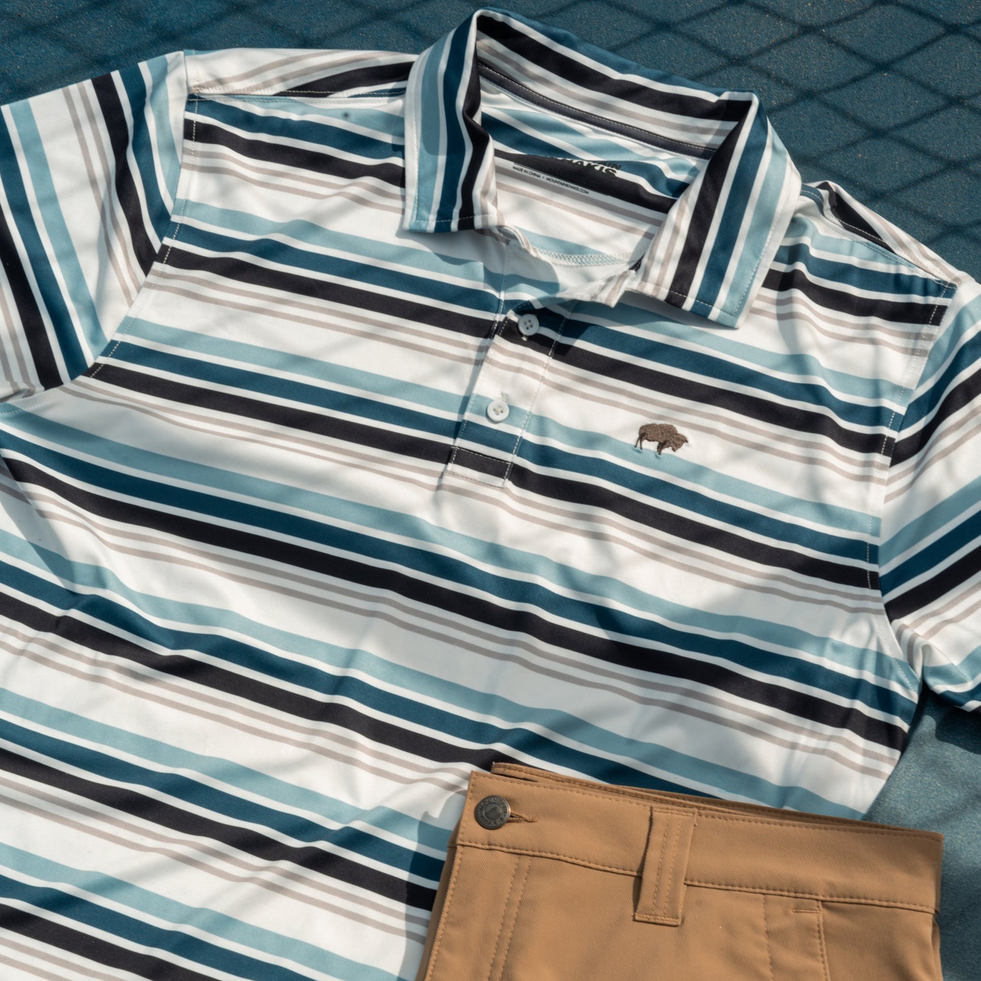 Roan Stripe Performance Polo Shirt for Men - Breathable Moisture-Wicking Golf & Casual Wear - Perfect for Work, Travel & Outdoor Activities