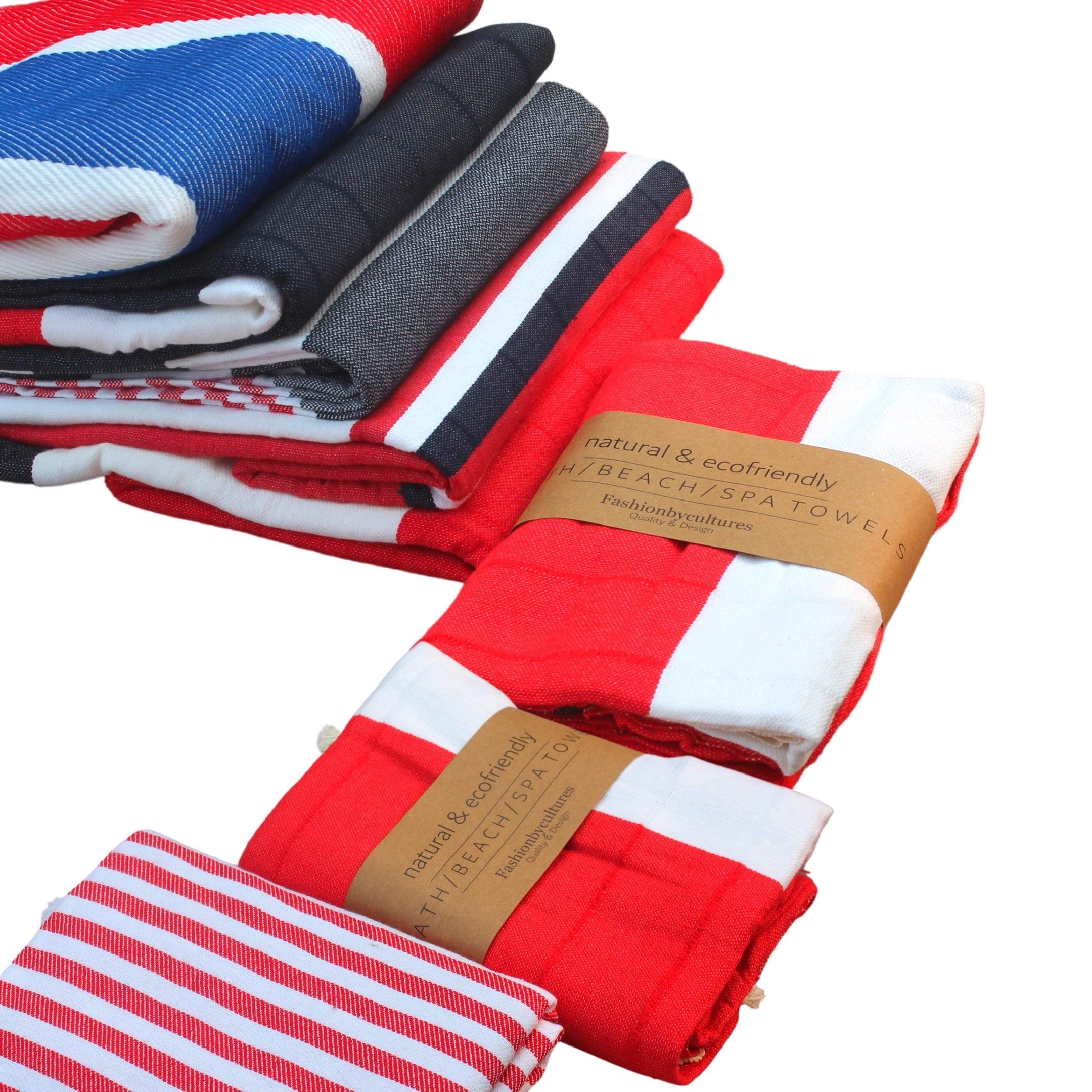 Fashionbycultures Natural Cotton Eco-Friendly Dyed Lightweight Soft Bath Towels - Perfect for Beach, Pool, Spa, Gym, Yoga, Camping & Boating | Ultra Absorbent Quick-Dry Towel Set for Home & Travel
