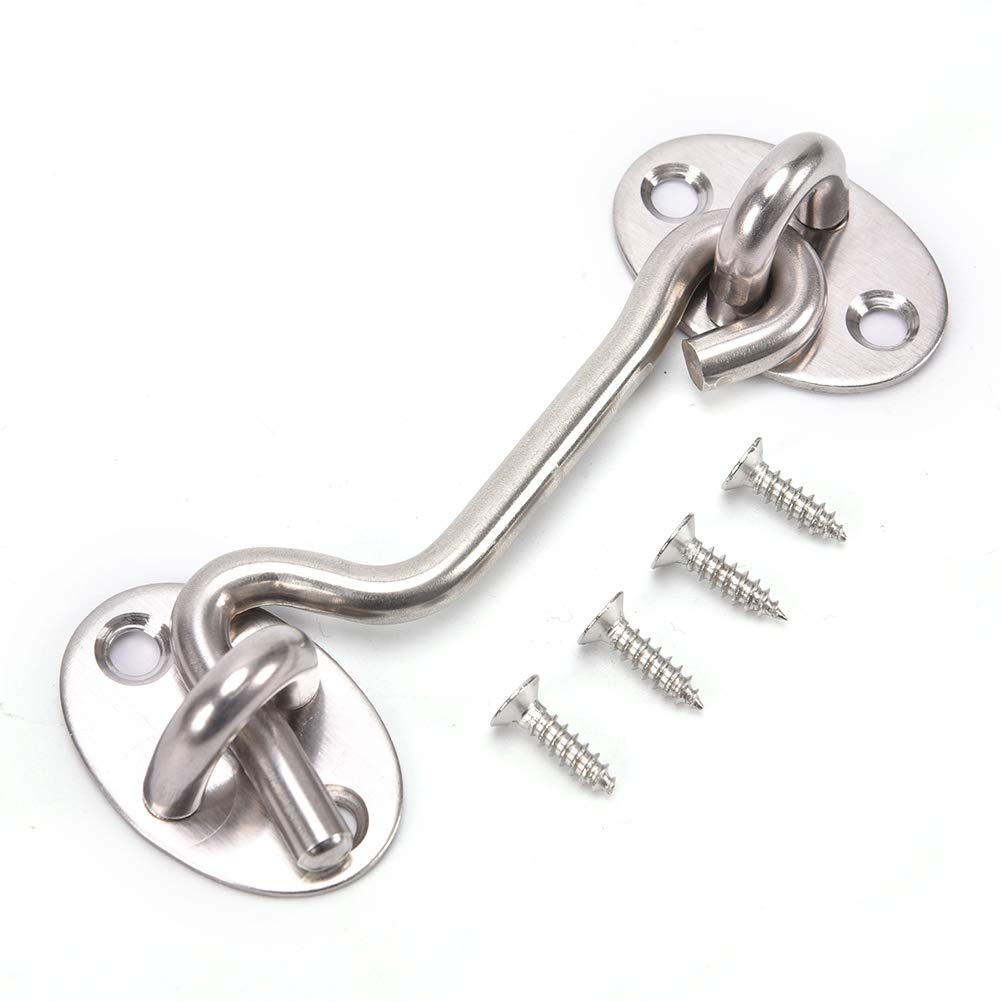 Heavy Duty Stainless Steel Cabin Hook - 14 Inch Solid Thickened Lock Hook and Eye Latch for Doors, Windows, Bathrooms | Secure Sliding Doors, Screen Doors & Cabinets