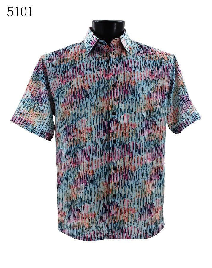 Bassiri Men's Casual Short Sleeve Shirt 5101 - Breathable Cotton Summer T-Shirt for Outdoor Activities & Daily Wear