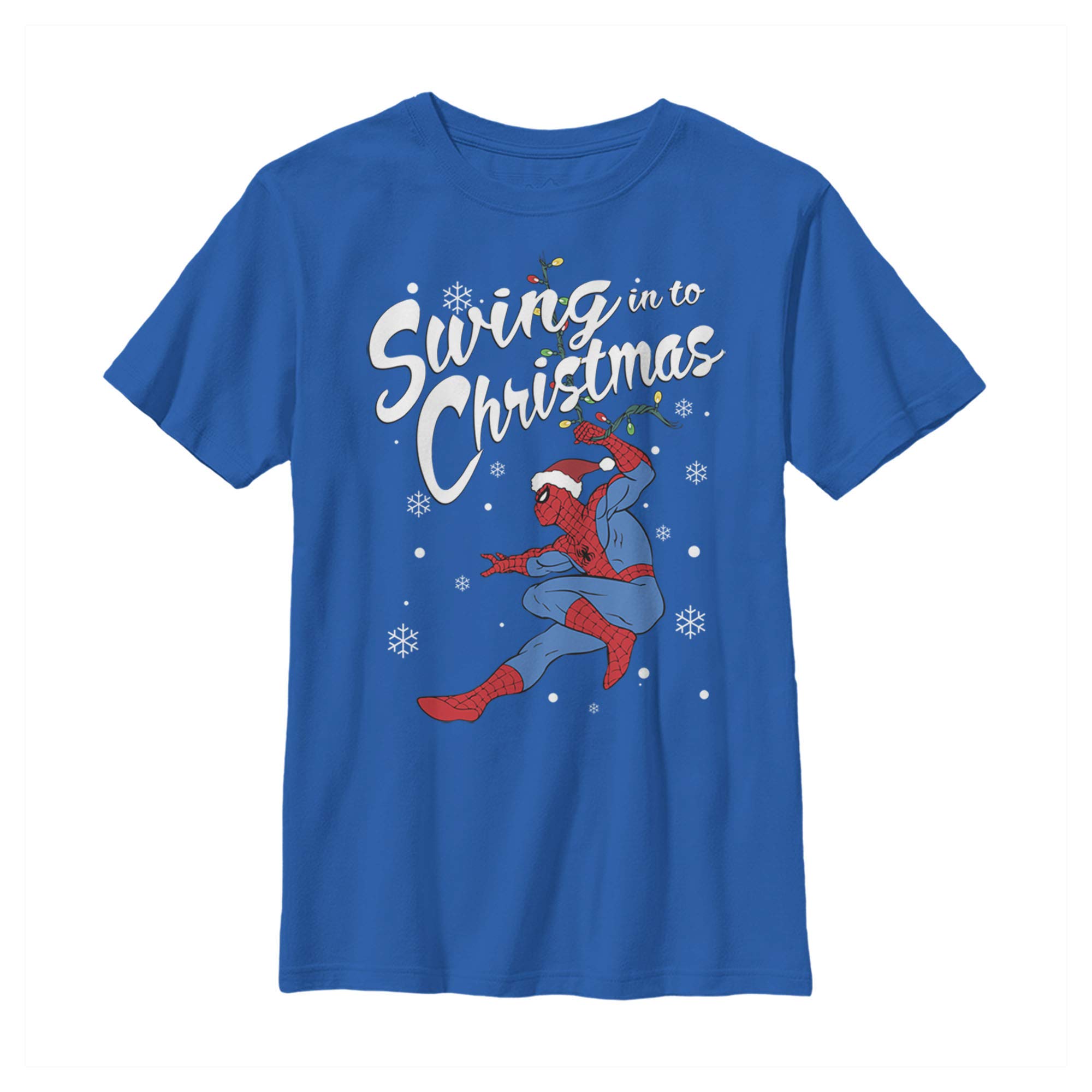 Marvel Spider-Man Christmas Swing T-Shirt for Boys - Superhero Holiday Graphic Tee for Kids' Party & Festive Family Gatherings
