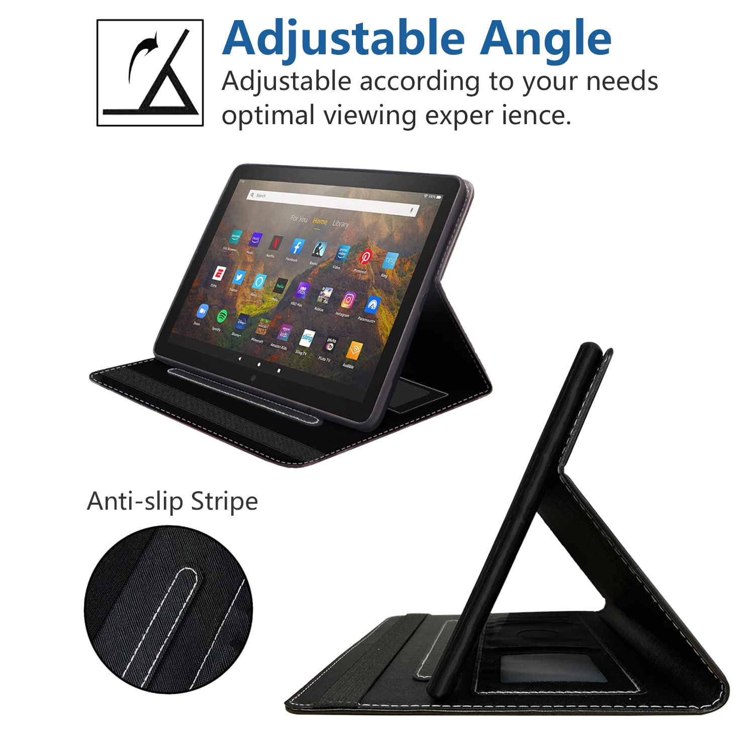 Premium PU Leather Case for All-New Kindle Fire HD 10/Fire HD 10 Plus Tablet (11th Gen, 2021) - Protective Cover with Card Slot & Pencil Holder - Perfect for Work, Travel, and Everyday Use
