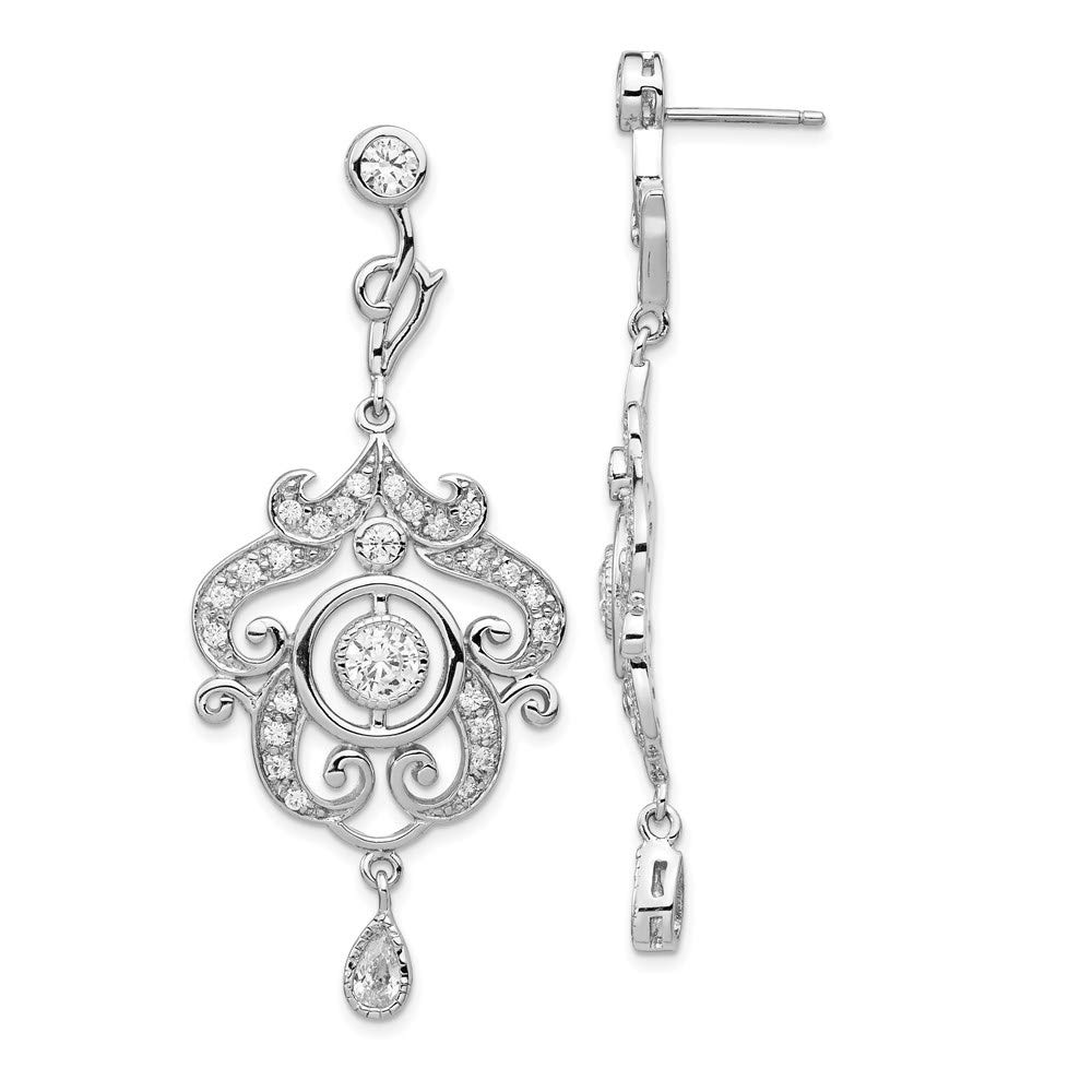 Sterling Silver Cubic Zirconia Chandelier Dangle Earrings for Women - Elegant Post Earrings for Party, Wedding & Evening Wear