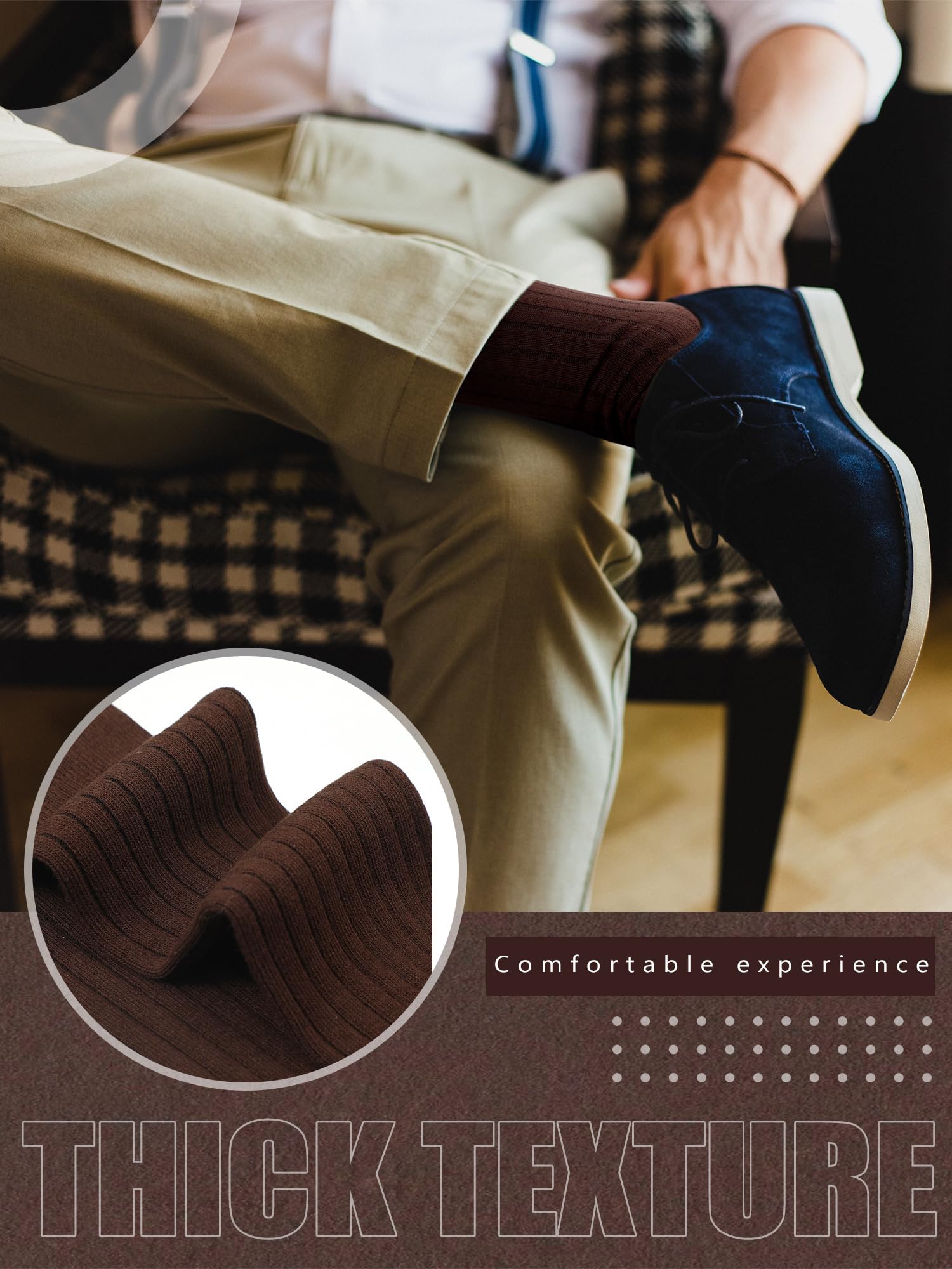 8 Pairs Men's Cotton Crew Socks Size 10-13 - Soft Business Casual Dress Socks for Men, Dad & Grandpa - Perfect for Office, Wedding & Daily Wear