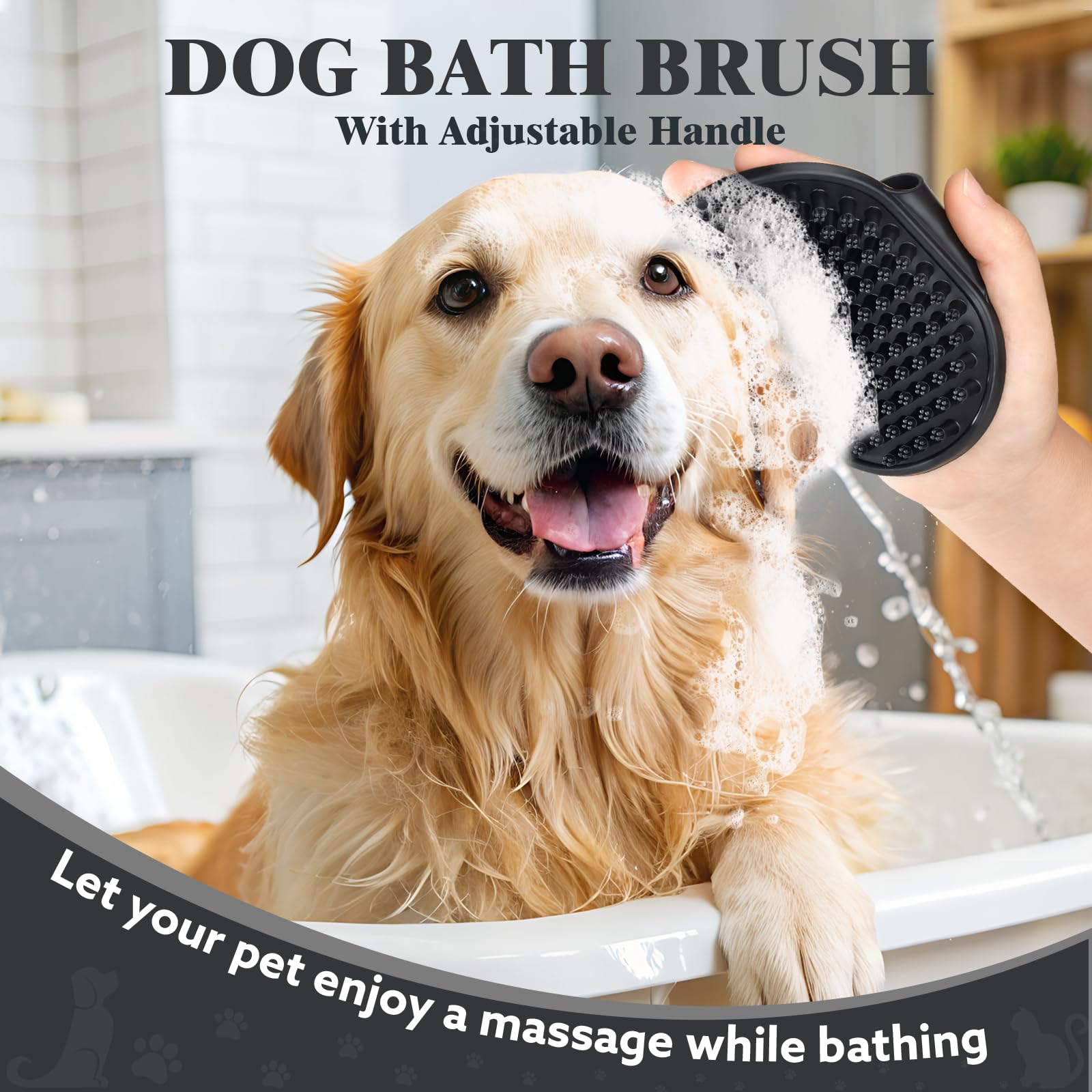 3PCS Dog Grooming Brush Set - Slicker Brush, Deshedding Brush & Bath Brush for Dogs & Cats - Gentle Pet Hair Removal & Detangling Tool for Long & Short Hair (White & Black) - Perfect for Home Grooming & Professional Pet Care