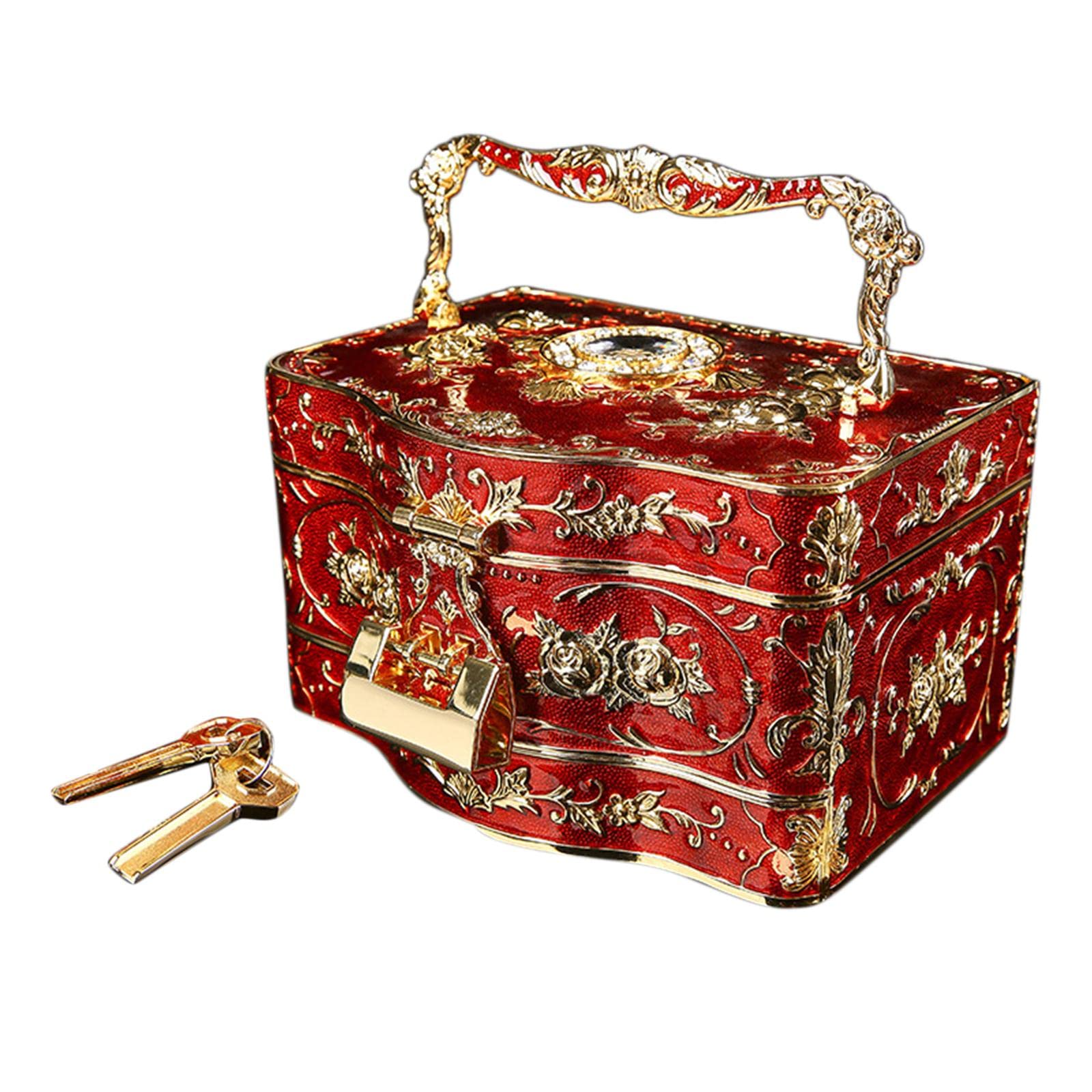 Almencla Lockable Jewelry Box with Mirror - Necklace, Ring & Earring Organizer (7.09x5.12x4.13 inches) - Perfect for Travel, Gift Giving & Bedroom Vanity Storage
