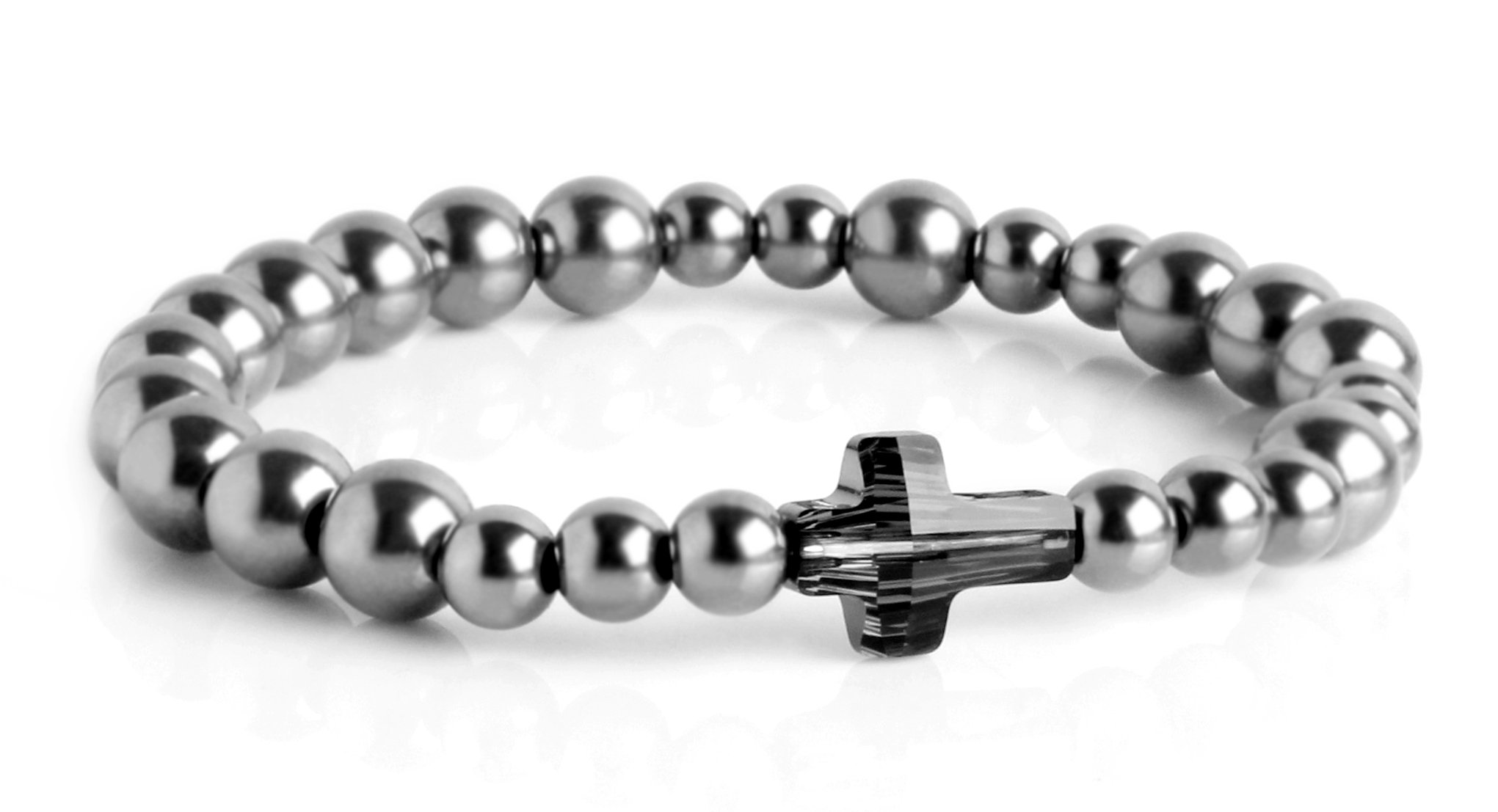 Terahertz Crystal Cross Catholic Rosary Bracelet - TR1148M for Health & Wellness | Spiritual Protection & Healing Jewelry for Meditation, Prayer & Daily Wear
