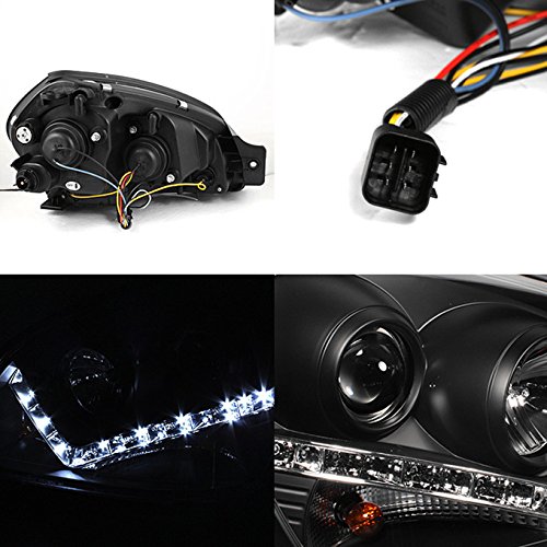 AKKON LED Projector Headlights for Hyundai Tucson - Black Bezel with Dual Halo DRL Daylight Running Lights (Left + Right Pair) | Enhanced Night Visibility & Modern Style | Ideal for Night Driving, Off-Roading, Car Shows & Vehicle Customization | Upgrade Your Tucson's Look & Safety