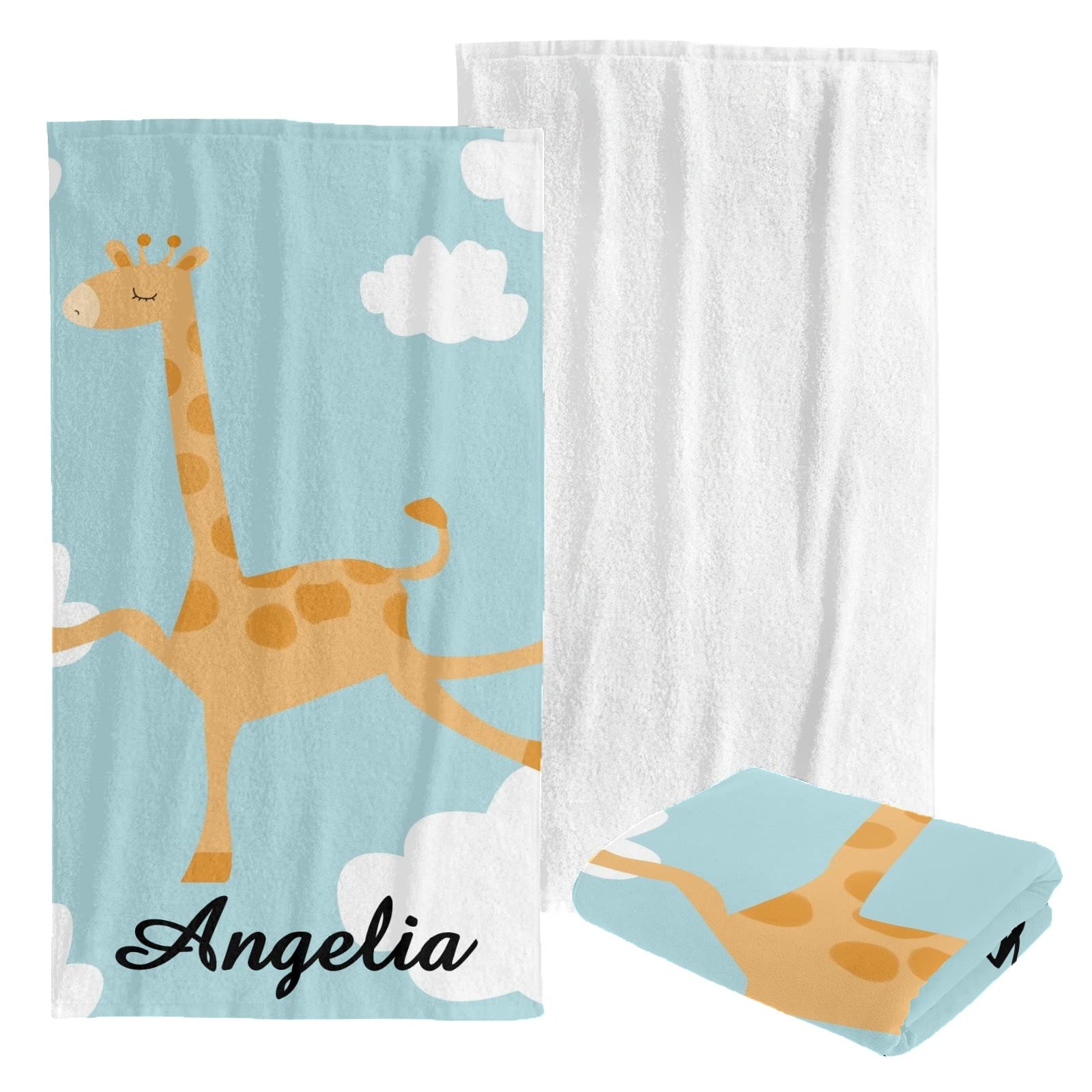 Custom Personalized Beach Towel - Soft Quick-Dry Bath Towel Blanket for Swimming, Sunbathing - Ideal for Kids, Men, Women, Boys & Girls - Fun Giraffe Print Design - Perfect for Beach Vacations, Pool Parties & Summer Outings