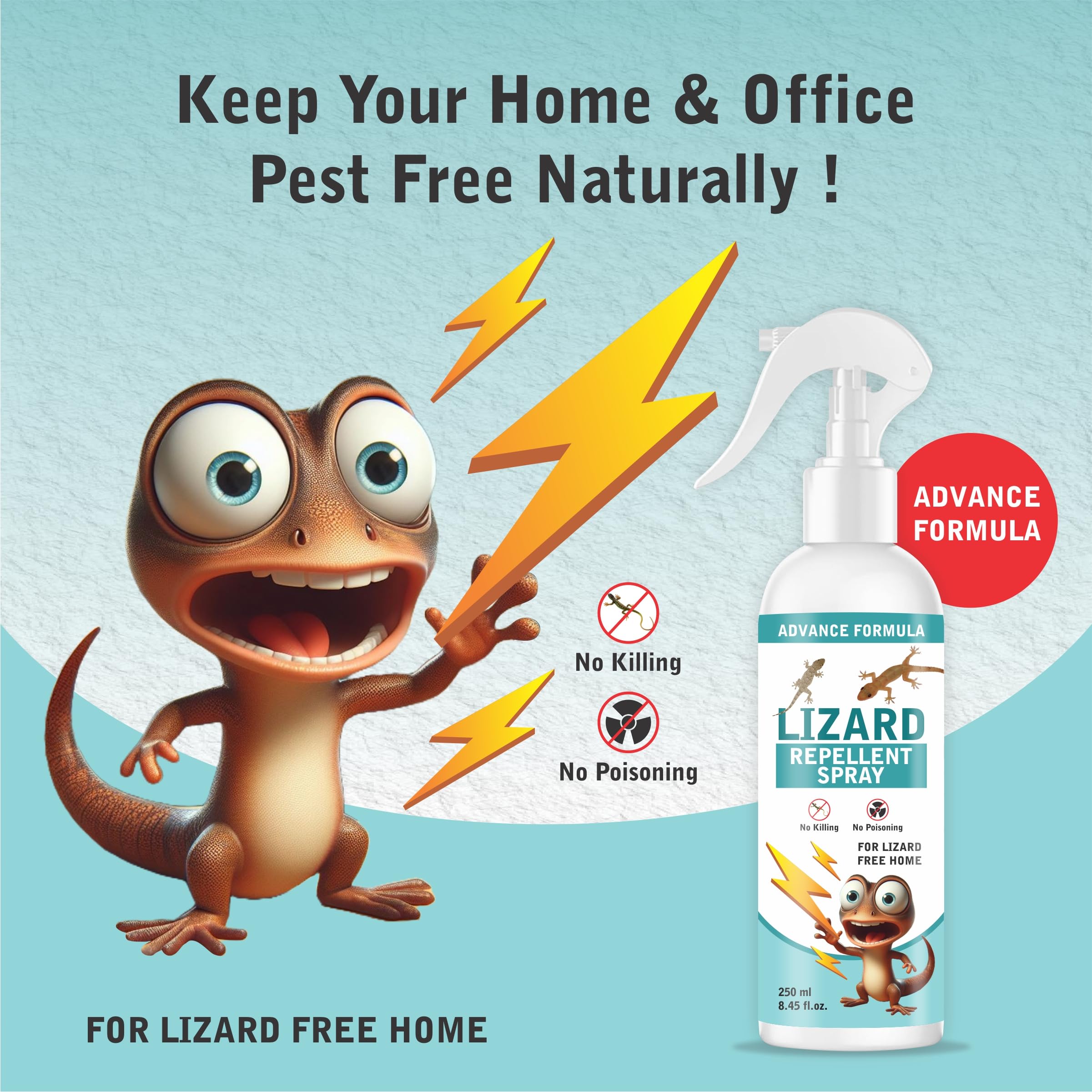 OXILY Natural Lizard Repellent Spray for Home - Plant-Based, Non-Toxic & Chemical-Free Pest Control | Safe for Babies, Pets & Indoor Plants | Effective Home & Garden Protection (250ml) | Use for Doors, Windows & Outdoor Areas
