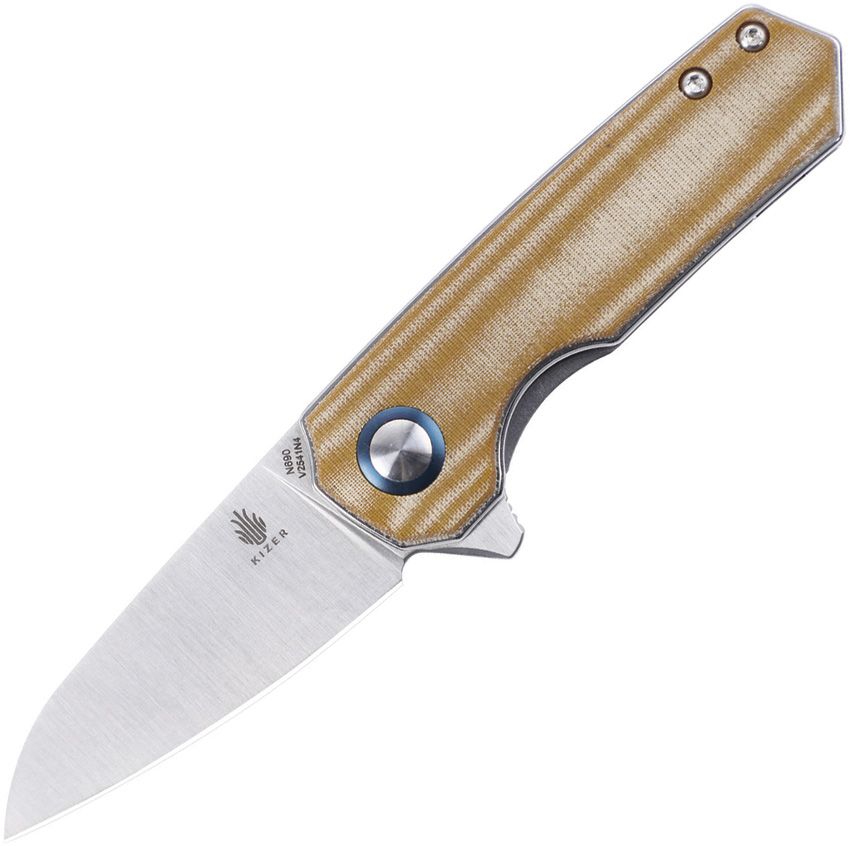 Kizer Azo Lieb Brown Micarta Folding Pocket Knife - EDC Utility Tool for Camping, Hiking & Outdoor Adventures