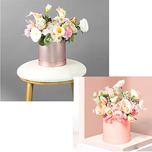 Luxury Rose Gold Round Cardboard Gift Box with Lid - Elegant Flower Packaging for Valentine's Day, Wedding, DIY Decor & Jewelry Storage - Perfect for Gift Giving, Party Favors & Home Organization