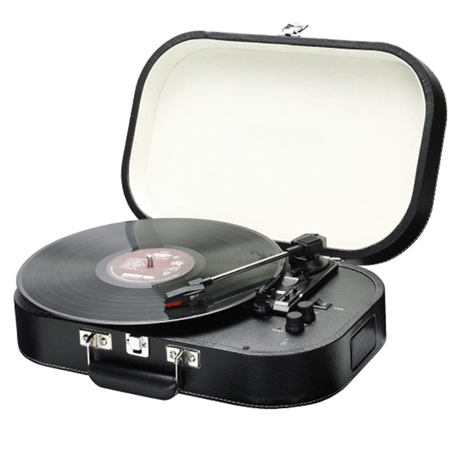 Bluetooth Turntable with Stereo Speakers - Portable Belt-Driven 3-Speed Vinyl Record Player with Metal Buckle Design & 3.5mm Headphone Jack - Perfect for Home Listening, Parties & Gifts for Music Lovers