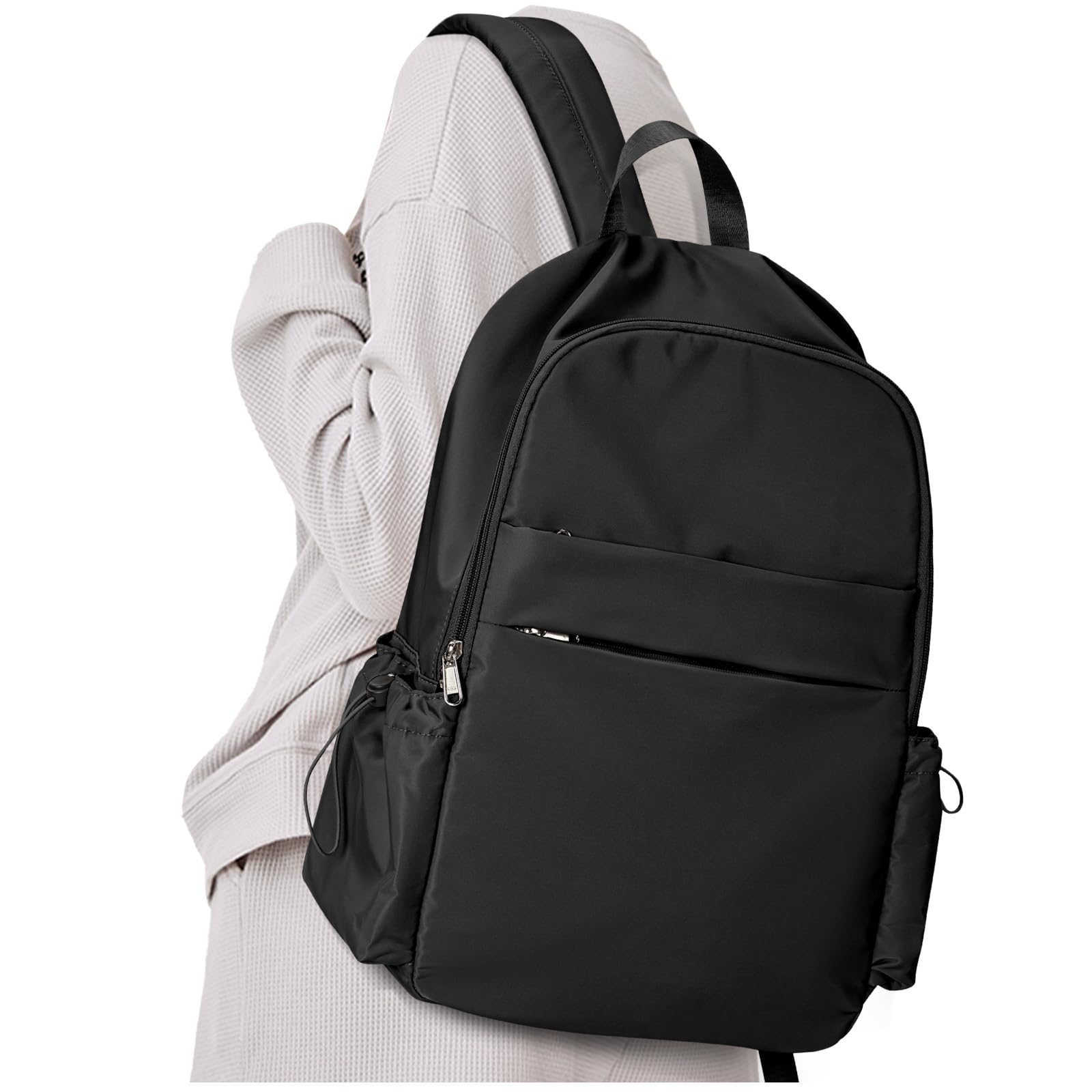 Stylish Black Laptop Backpack for Women & Men - Waterproof Travel Backpack with Anti-Theft Design, USB Charging Port & Laptop Compartment (Fits 15.6