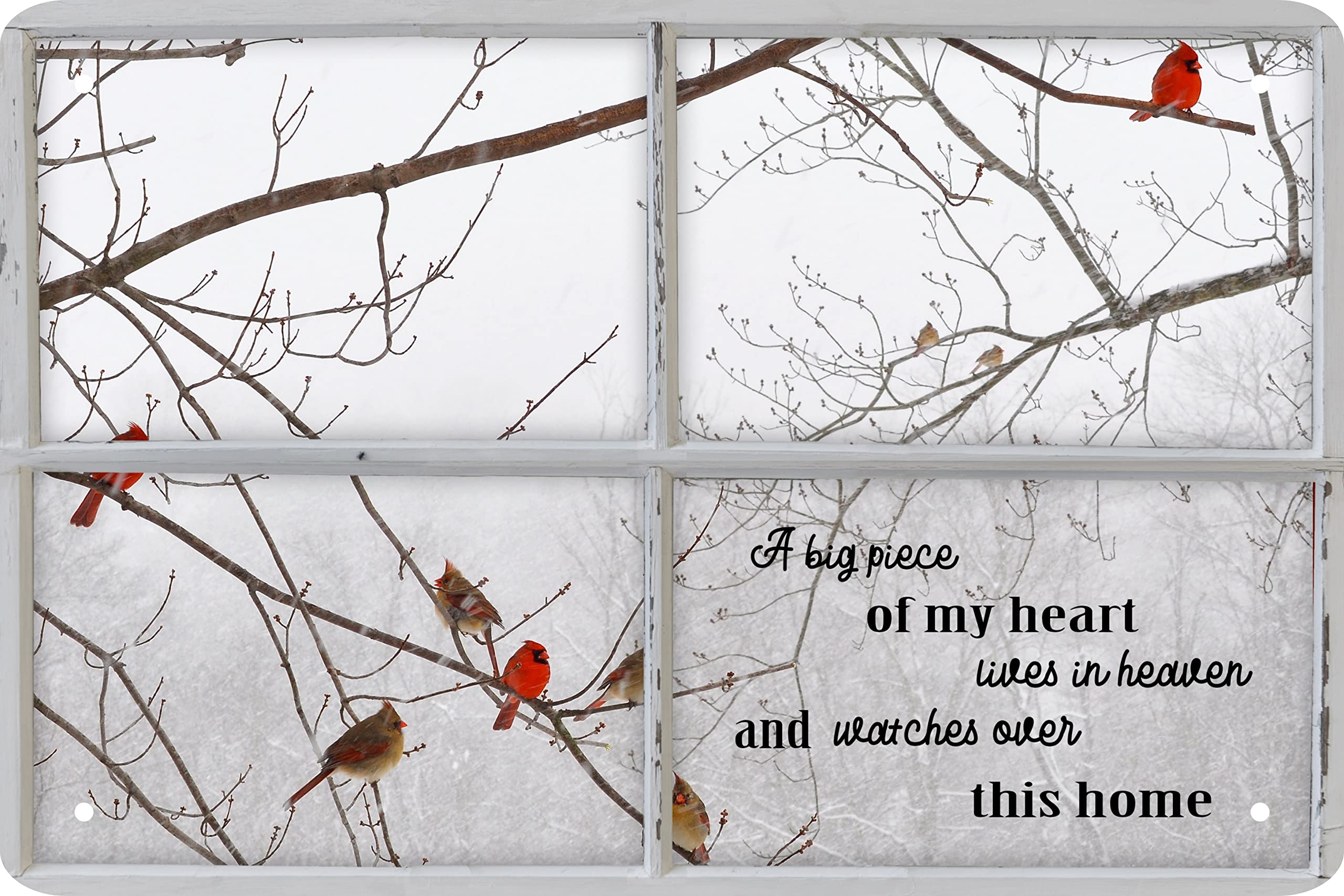 Cardinal Bird Decor Sign 8x12 Inch - Heartfelt Home Gift for Window Display