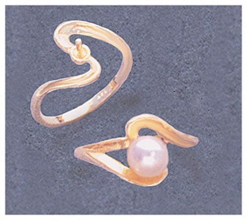 Solid Sterling Silver or 14K Gold 4-8mm Half Drilled Pearl Ring Blank - Size 5-8 Shank Setting (163800/143800) - Perfect for DIY Jewelry Making, Bridal Accessories & Gift Giving