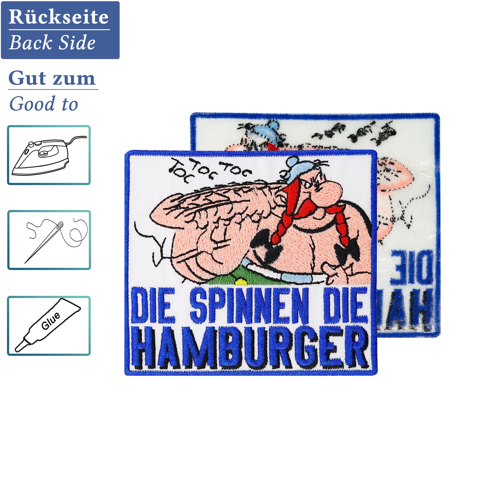 Crazy Anti Hamburg Obelix Soccer Fan Iron-On Patch Badge for Jerseys, Jackets & Caps - Perfect for Football Supporters & Costume Accessories