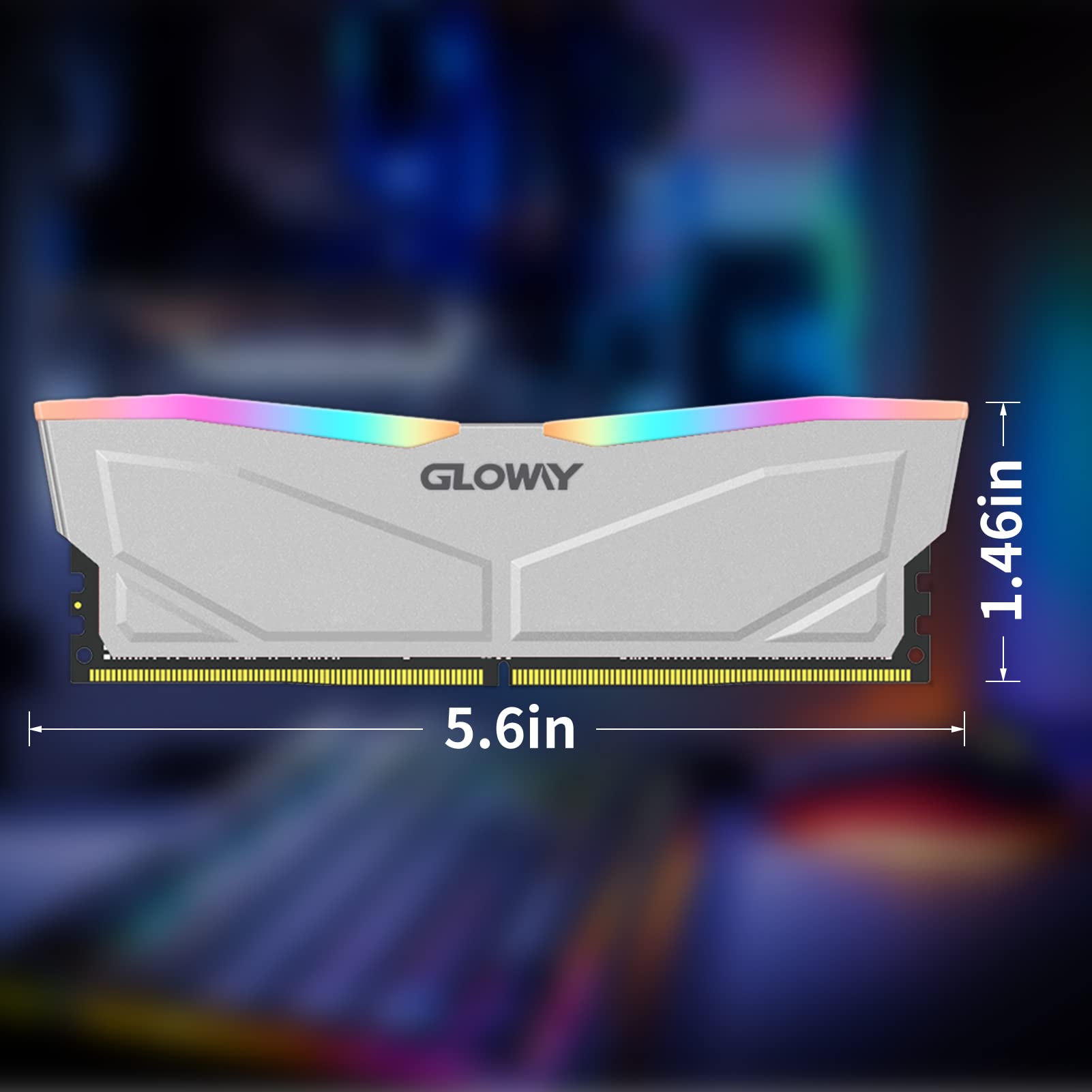 Gloway 32GB (2x16GB) DDR5 6400MHz RGB Gaming RAM - White LED Desktop Memory Kit (288-Pin, CL18) for High-Performance PCs, Gaming Rigs & Content Creation Workstations