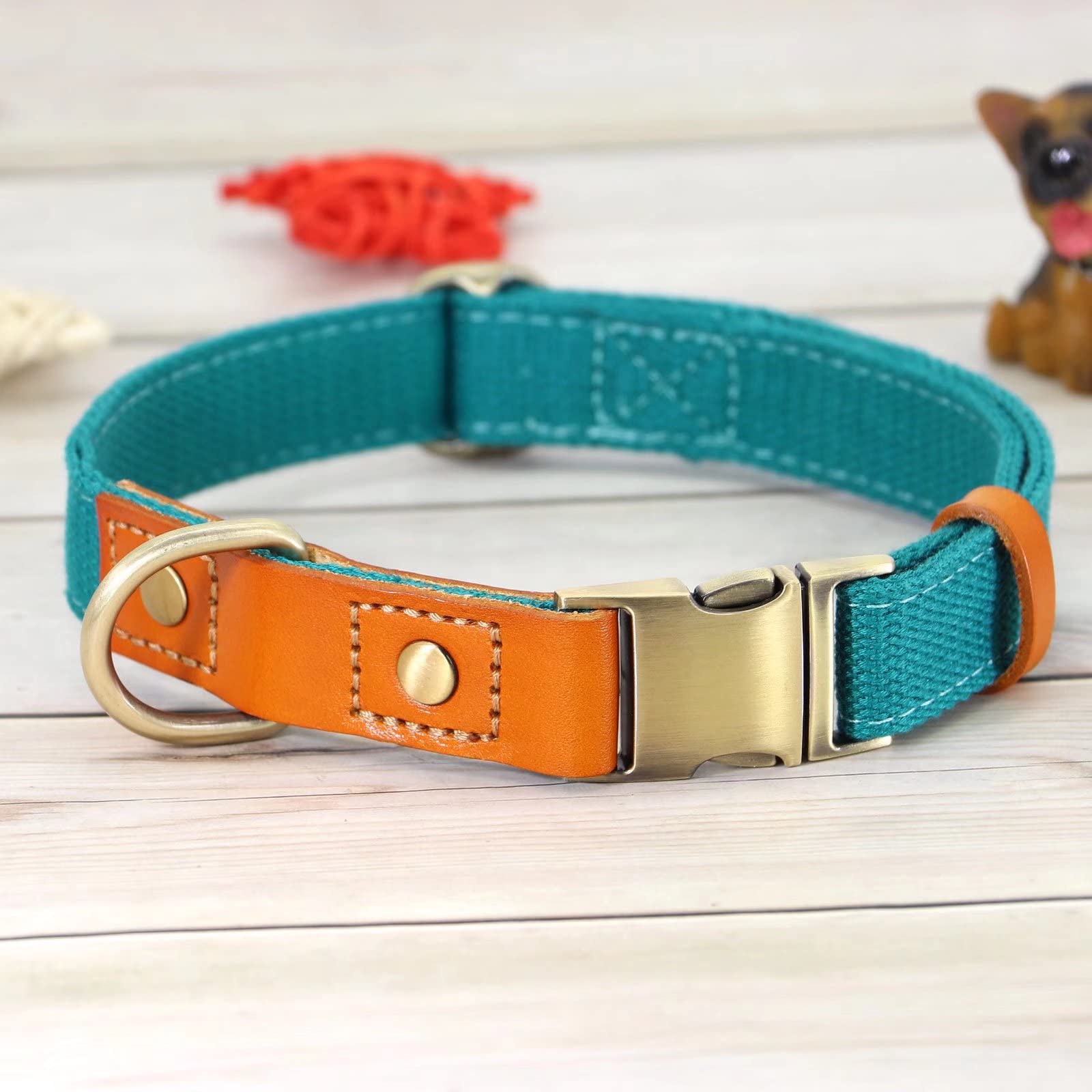 Durable Adjustable Dog Collar with Metal Buckle for Small Medium Large Dogs - Teal Color - Perfect for Daily Walks, Training & Outdoor Adventures