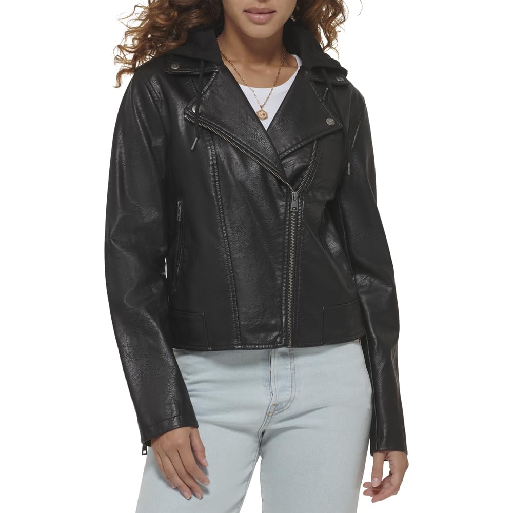 Levi's Women's Classic Faux Leather Motorcycle Jacket - Stylish Biker Jacket for Women (Regular & Plus Sizes) | Perfect for Riding, Casual Outfits & Night Out