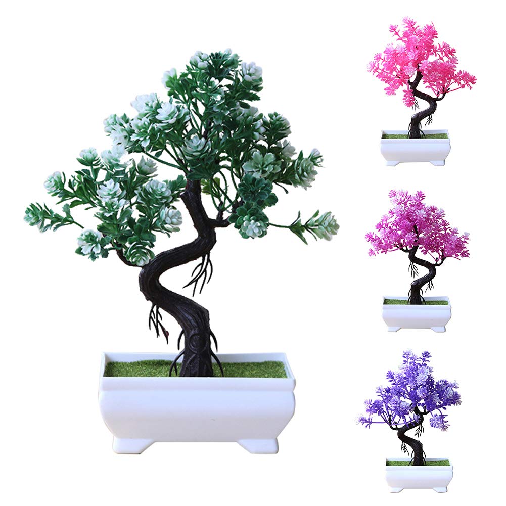 Artificial Bonsai Tree - Realistic Fake Potted Plant for Home Decor, Office, Bathroom, Kitchen, Bookshelf & Garden | Rose Red Simulation Plant for Table Centerpieces & Indoor Greenery