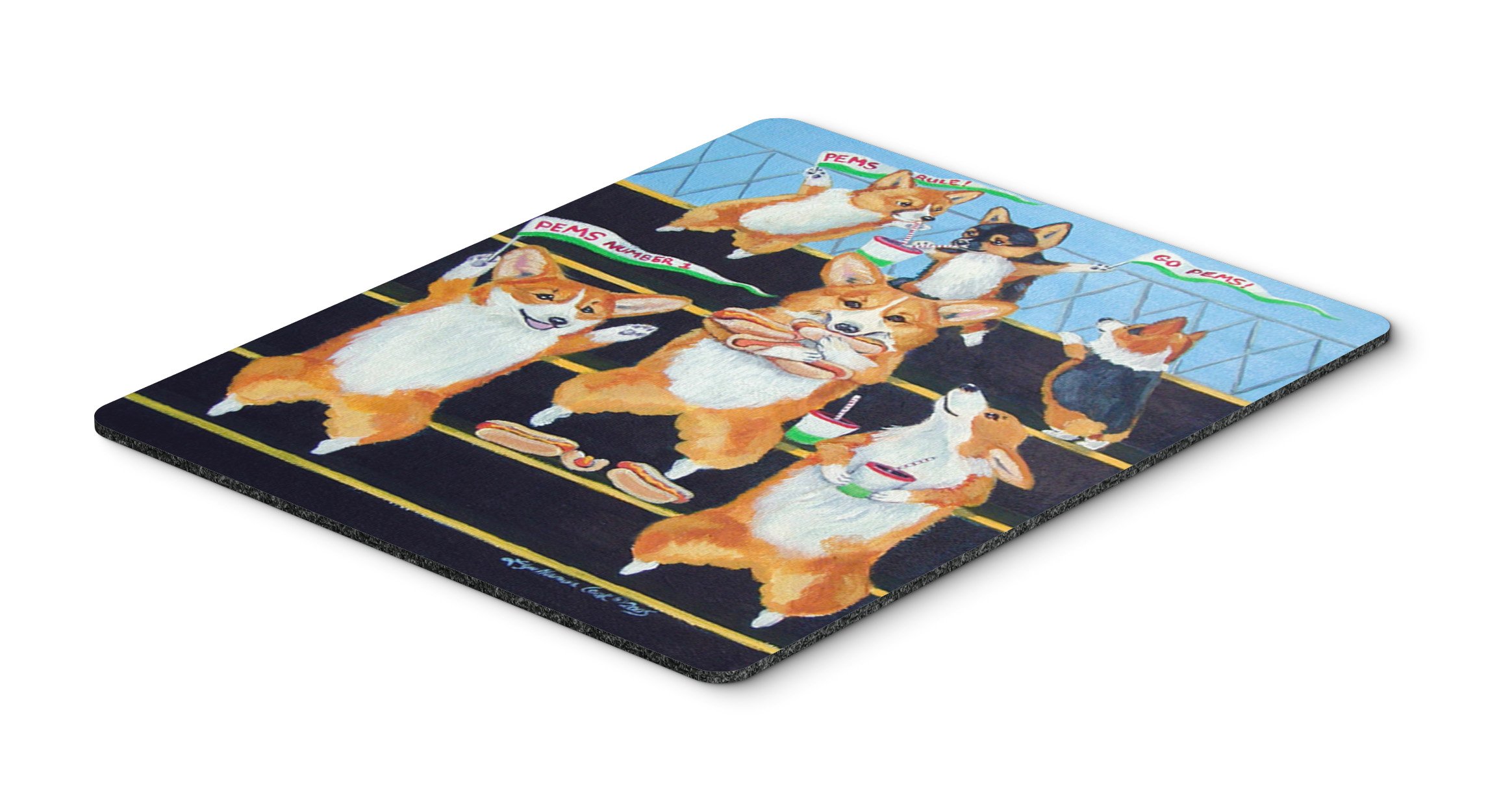 Go Team Corgi Pembroke Mouse Pad & Hot Pad Trivet - Washable Large Mouse Mat for Home Office, Gaming & Computer Work | Cute Dog-Themed Desk Accessory for Laptop Users & Corgi Lovers