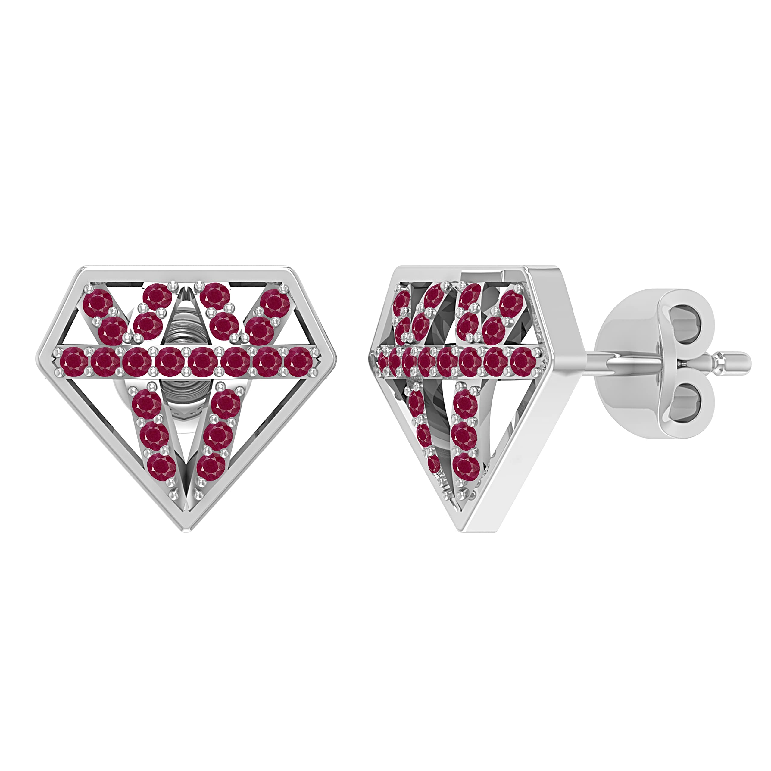 DazzlingRock 925 Sterling Silver Round Gemstone & Diamond Stud Earrings for Women - Screw Back or Push Back - Perfect for Weddings, Parties & Everyday Elegance