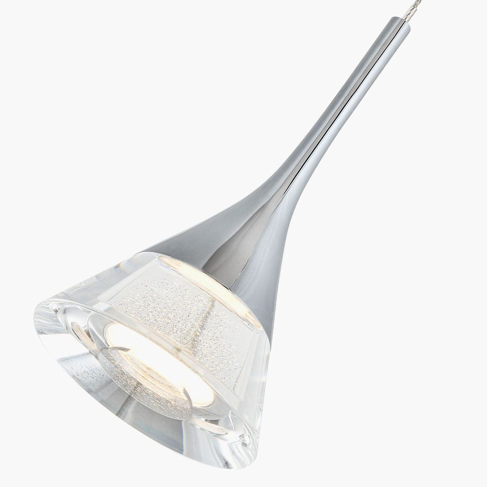 VONN Amalfi 5-Light LED Chandelier with Cone Shades in Polished Chrome - Modern Ceiling Light Fixture for Dining Room, Living Room & Bedroom