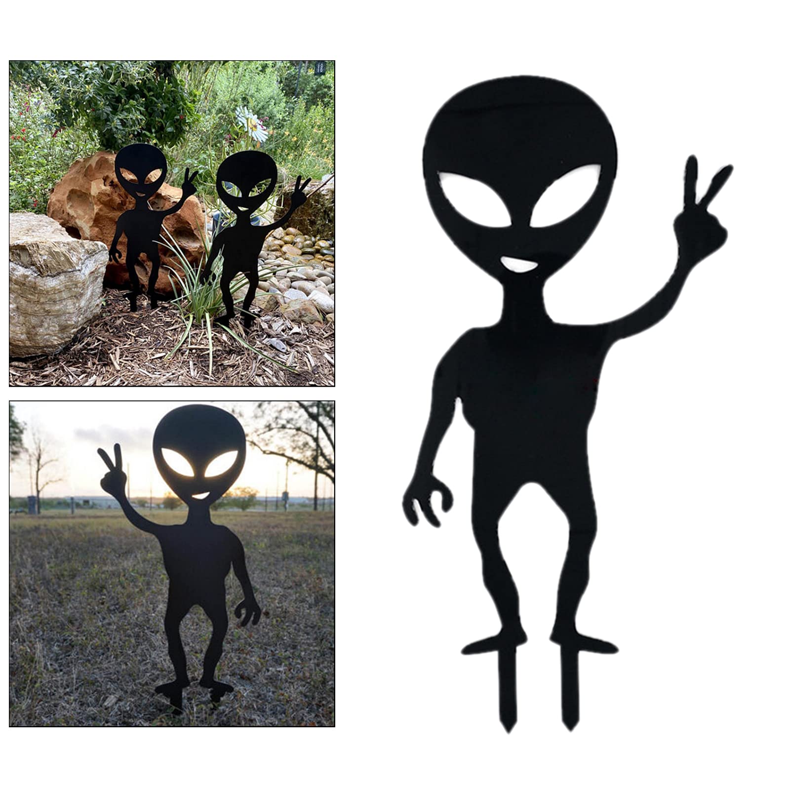 Funny Alien Garden Stake Statue - Cute Silhouette Decor for Home, Yard & Outdoor Spaces | Perfect for Halloween, Themed Gardens & Unique Outdoor Decorations