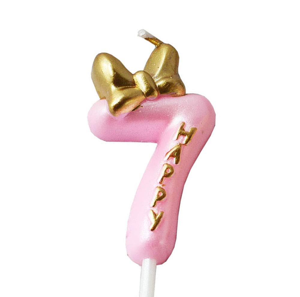 QQYL Pink & Purple Number 7 Birthday Cake Candle Topper - Gold 7th Birthday Girl Decoration for Cakes, Cupcakes & Party Decor | Perfect for 7th Birthday Celebrations, Cake Toppers & Girl's Birthday Party Decorations
