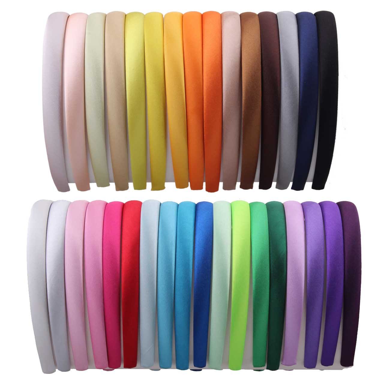 Candygirl 33-Piece 1.5cm DIY Satin Headband Set for Girls - Kids Hair Accessories for Parties, School, and Special Occasions