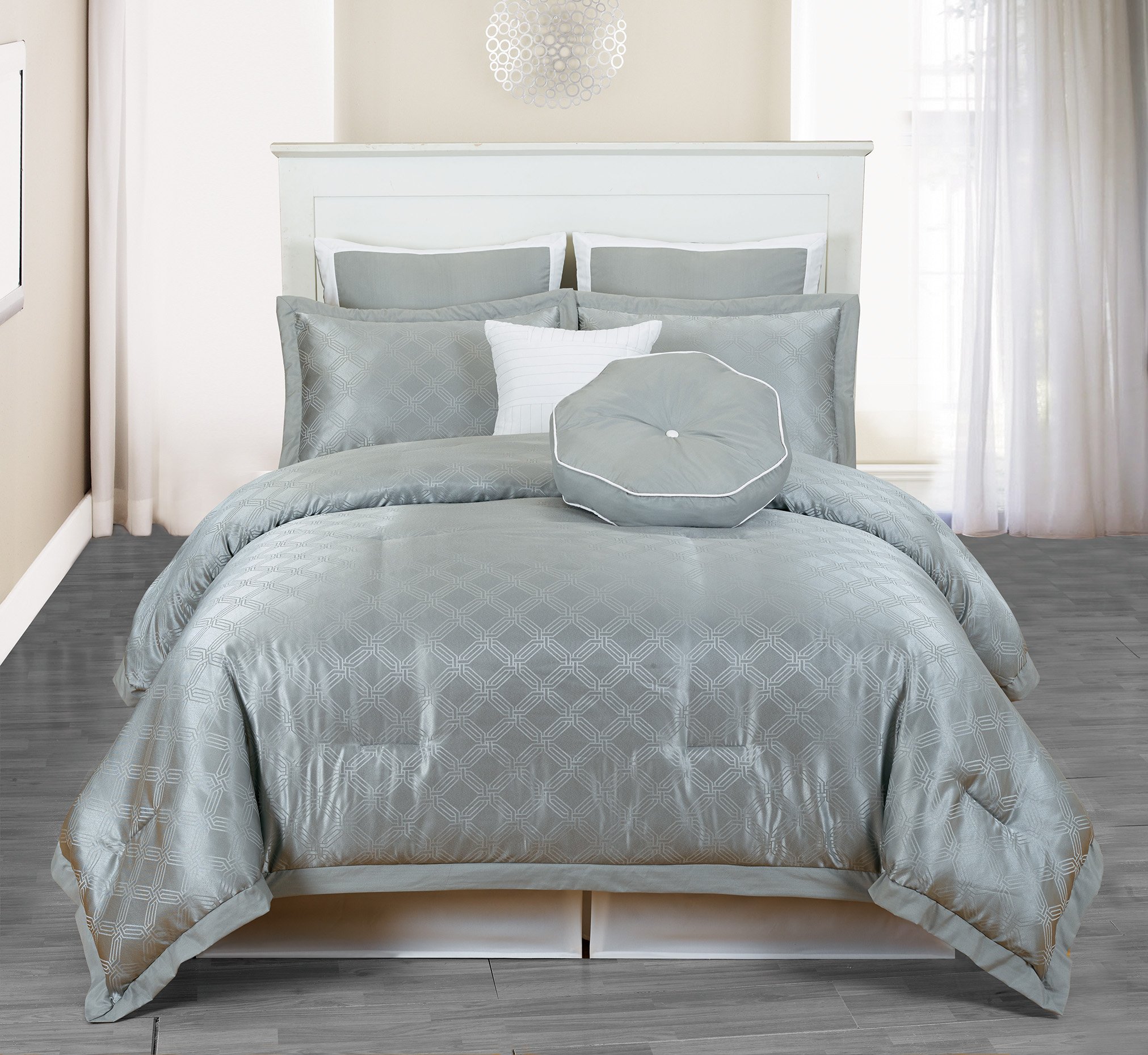 Duck River Winston Geometric Comforter Set - Queen Size Grey Bedding | Modern Bedroom Decor for Home & Guest Room