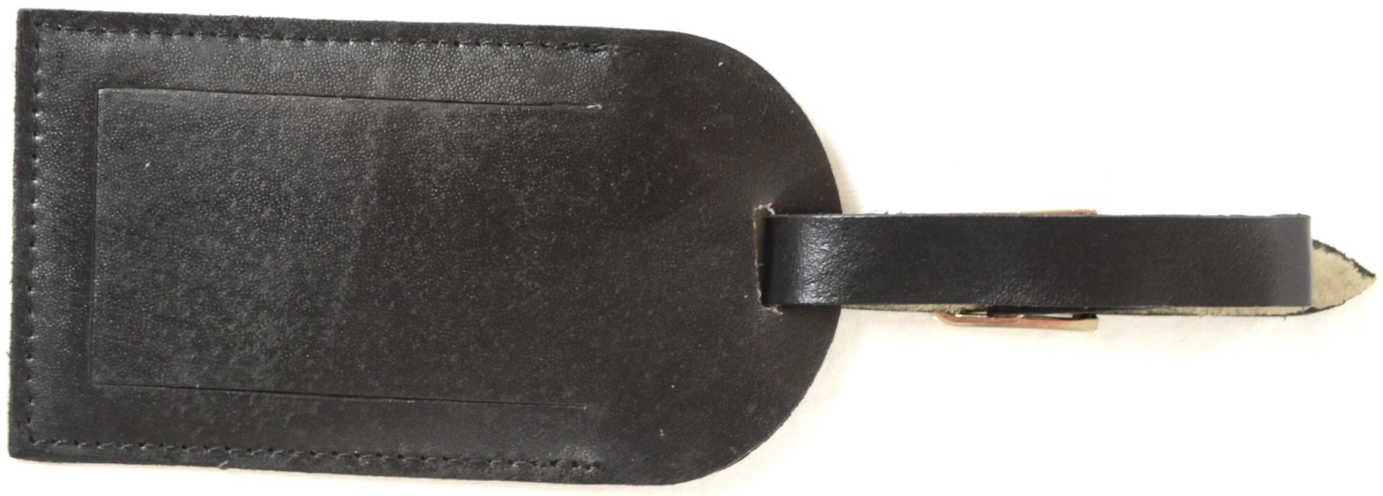 Premium Genuine Leather Luggage ID Tag - Personalized Travel Bag Tag with Stainless Steel Loop - Perfect for Suitcases, Backpacks & Carry-Ons (Black)
