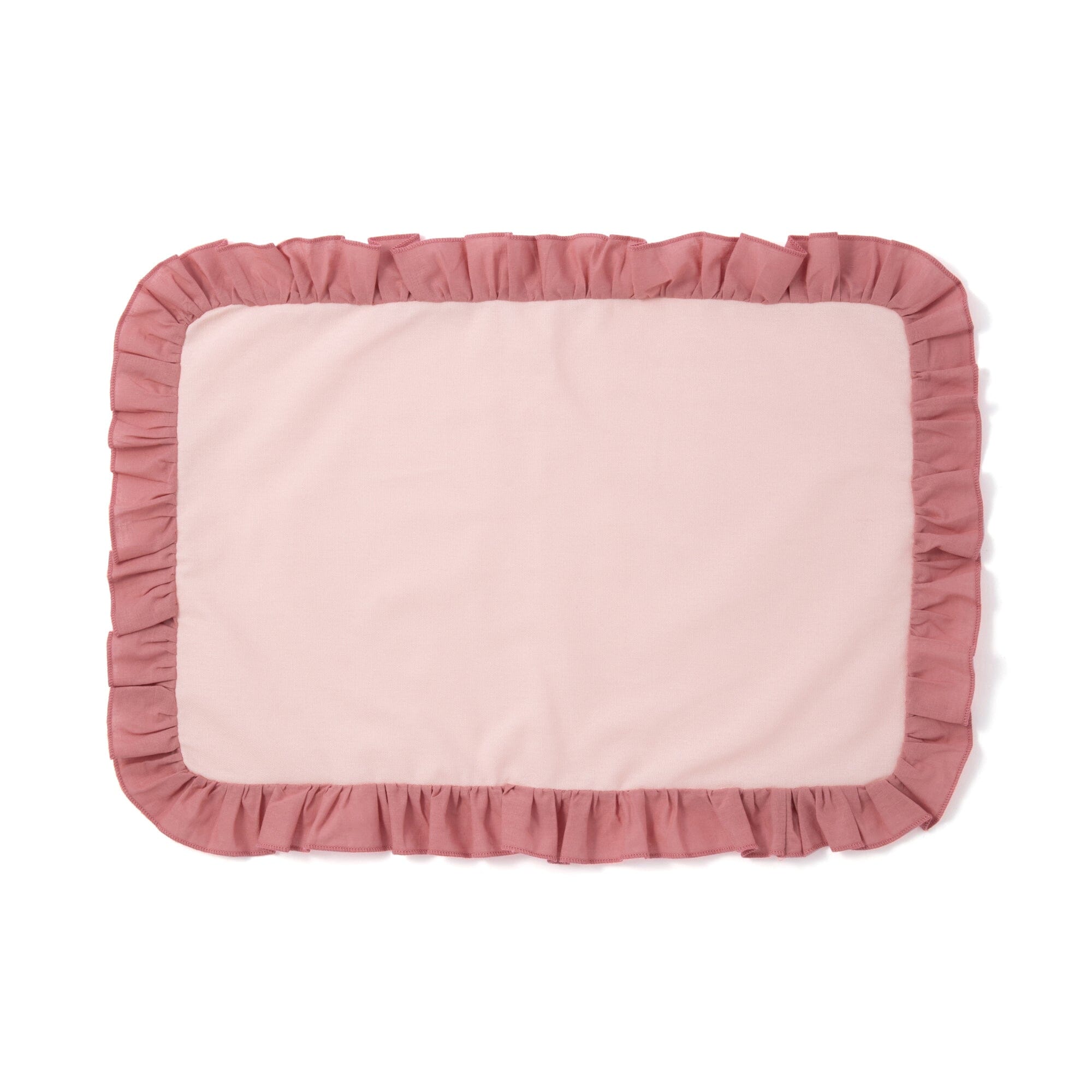 Pink and White Bicolor Frill Lunch Mat - Waterproof Non-Slip Placemat for Kids, Babies, and Toddlers - Perfect for Dining Table, High Chair, and Picnic Use