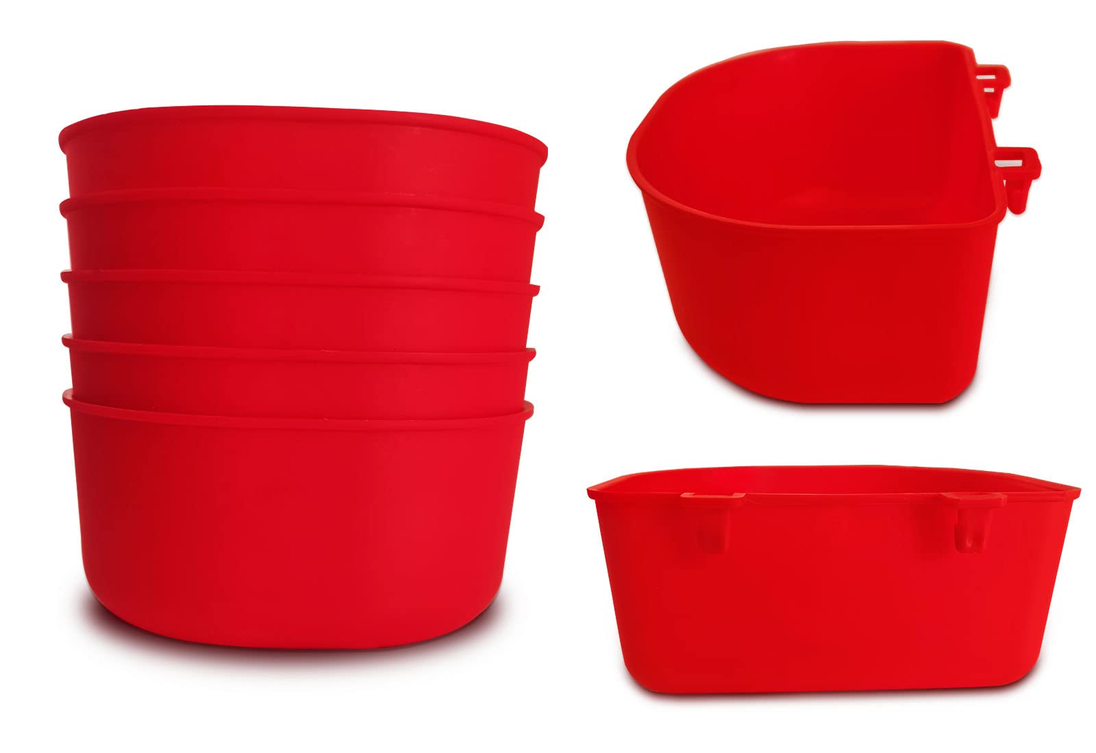 5 Pack Hanging Wire Cage Cups - 25oz Chicken Feeder & Water Bowl for Birds, Rabbits, Cats, Puppies - Durable Travel Carrier Food Dispenser, Treats Box & Seed Drinking Coop Cup - Perfect for Pet Cages, Bird Baths & Small Animal Care