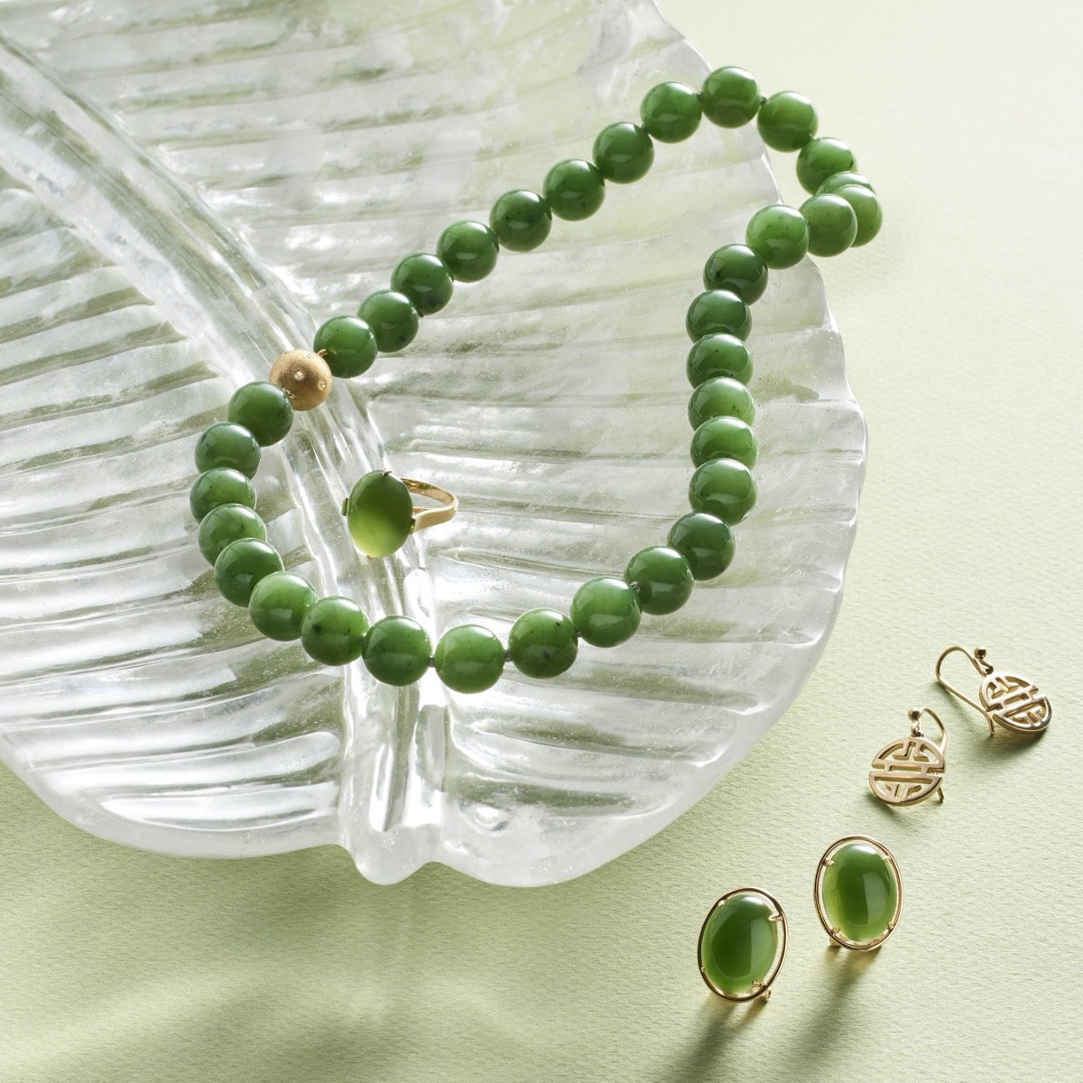 12mm Green Nephrite Jade & Gold Necklace for Women - Elegant Handmade Jewelry Gift for Birthday, Anniversary & Special Occasions