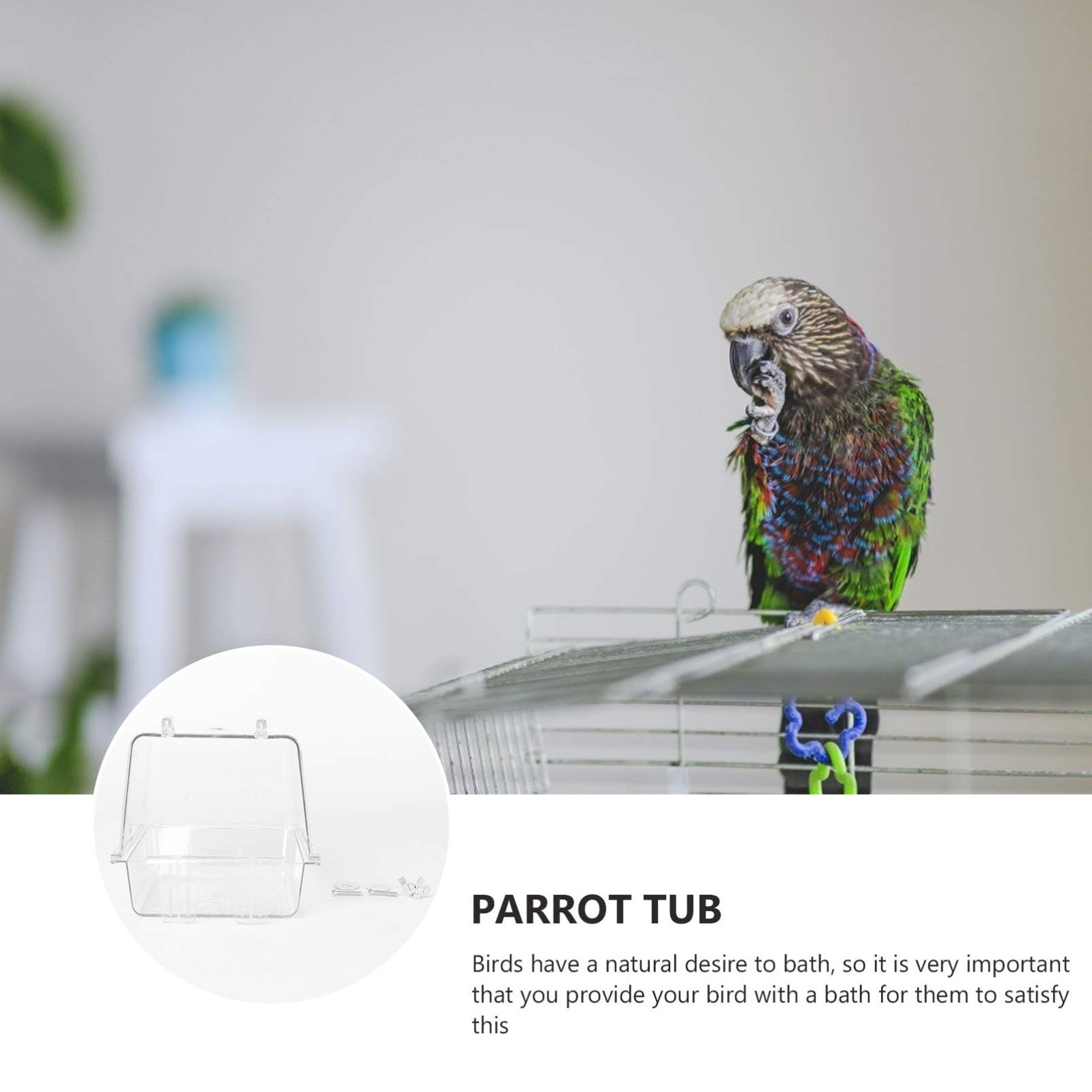 Balacoo Plastic Parrot Bath Box - Bird Bathtub & Cage Accessory for Canaries, Budgies & Small Parrots | Perfect for Cage Cleaning & Bird Grooming